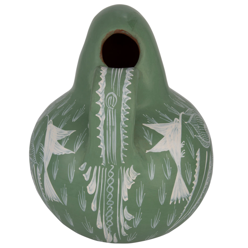 Huancito Hand-Painted Clay Bird Jug