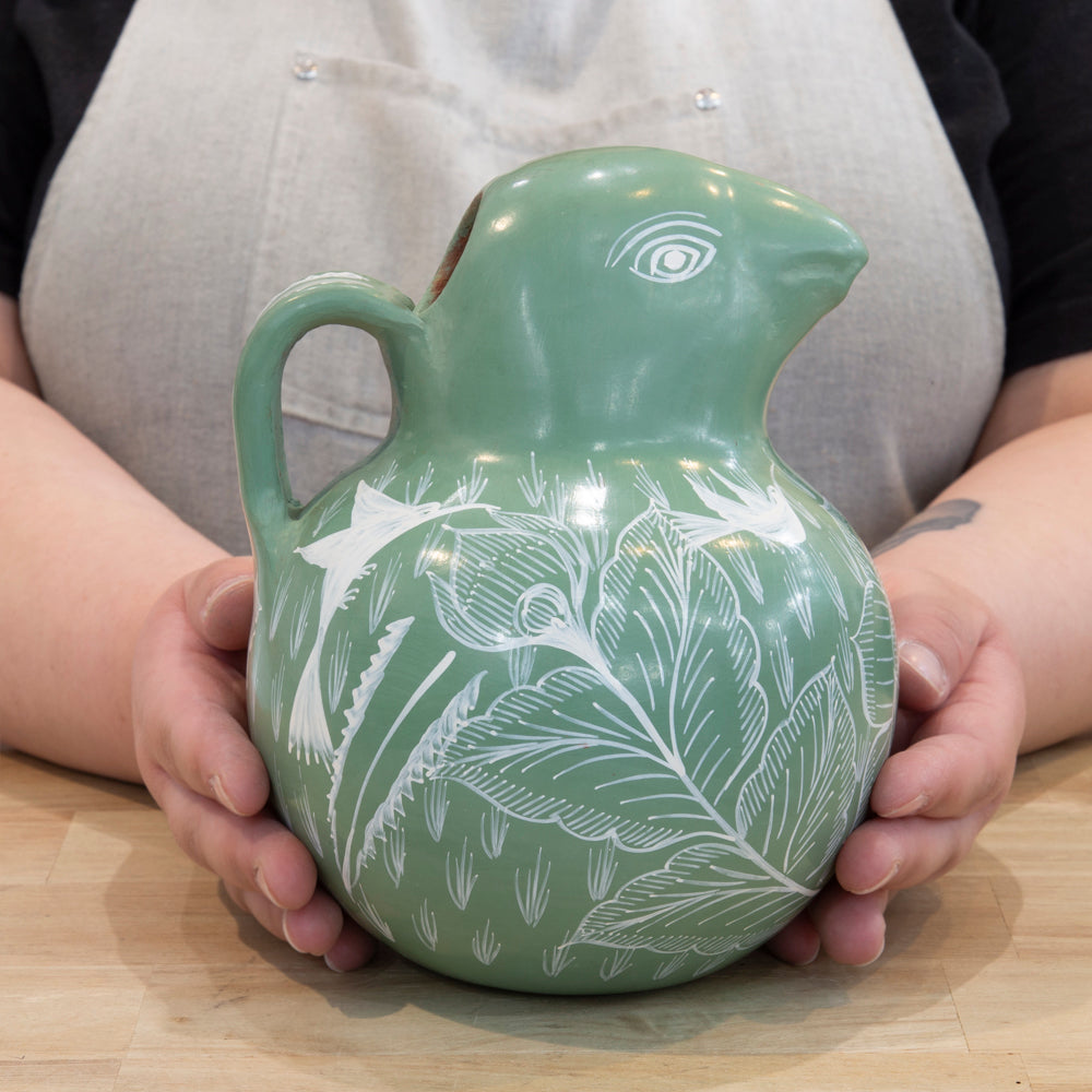 Huancito Hand-Painted Clay Bird Jug