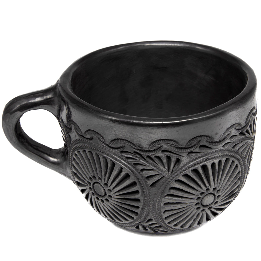 Barro Negro, Black Clay, Carved Mug