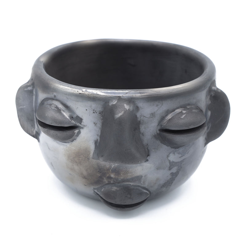 Black Clay Silver Chrome Face Mug