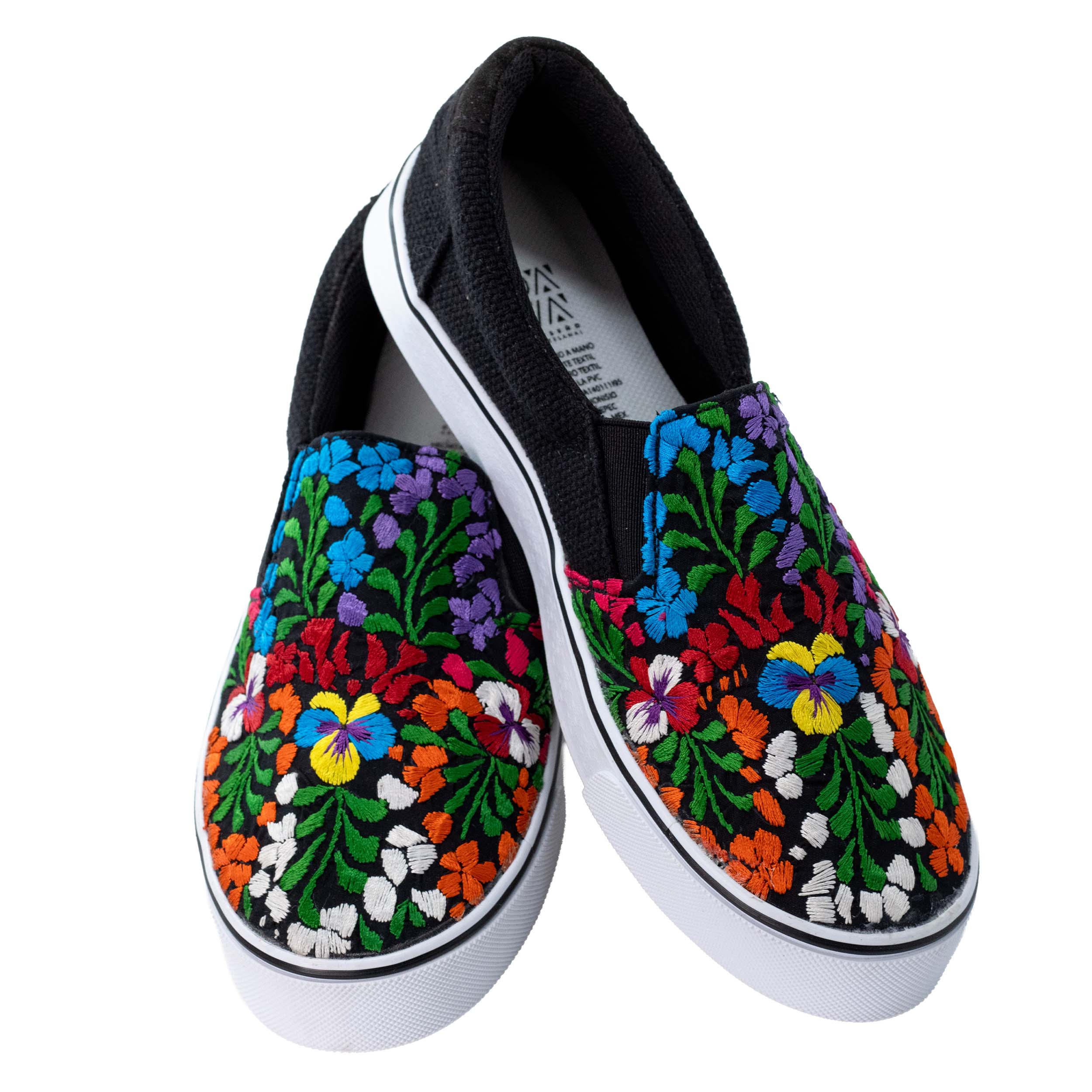 San Antonino Black with Multicolor Floral Embroidery Sneakers