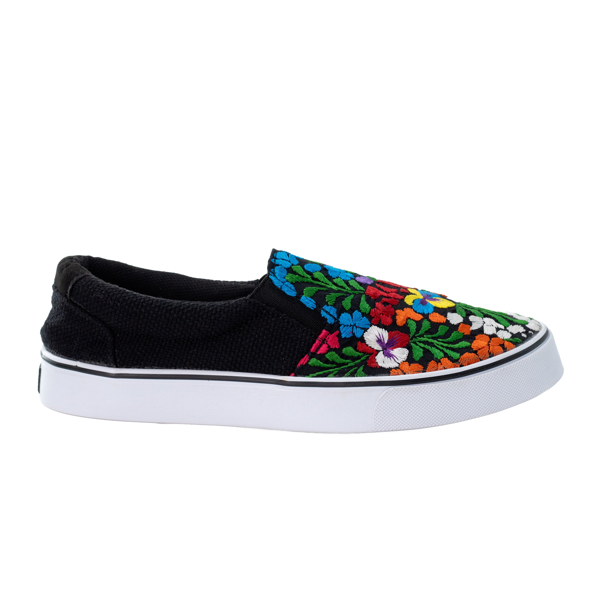 San Antonino Black with Multicolor Floral Embroidery Sneakers