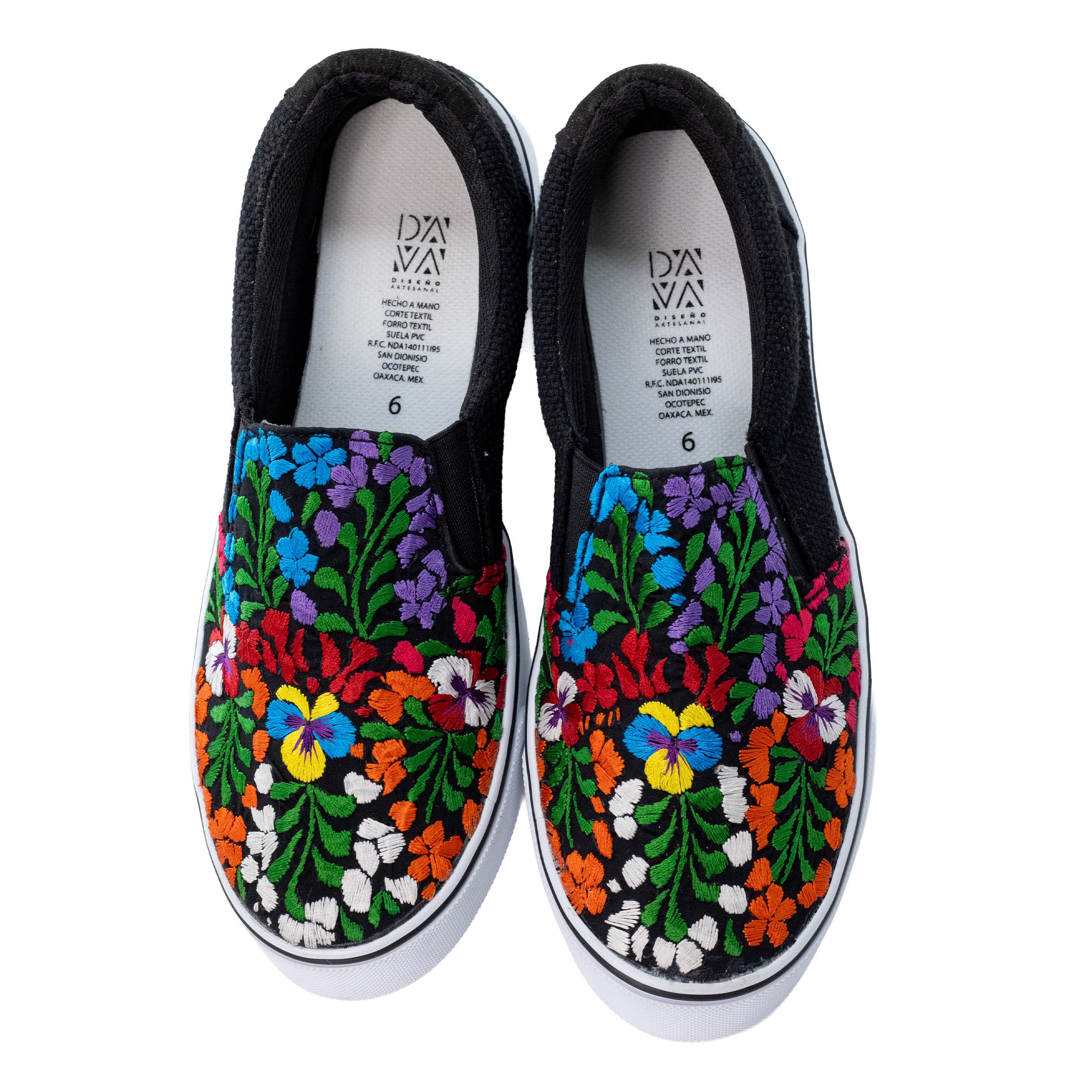 San Antonino Black with Multicolor Floral Embroidery Sneakers