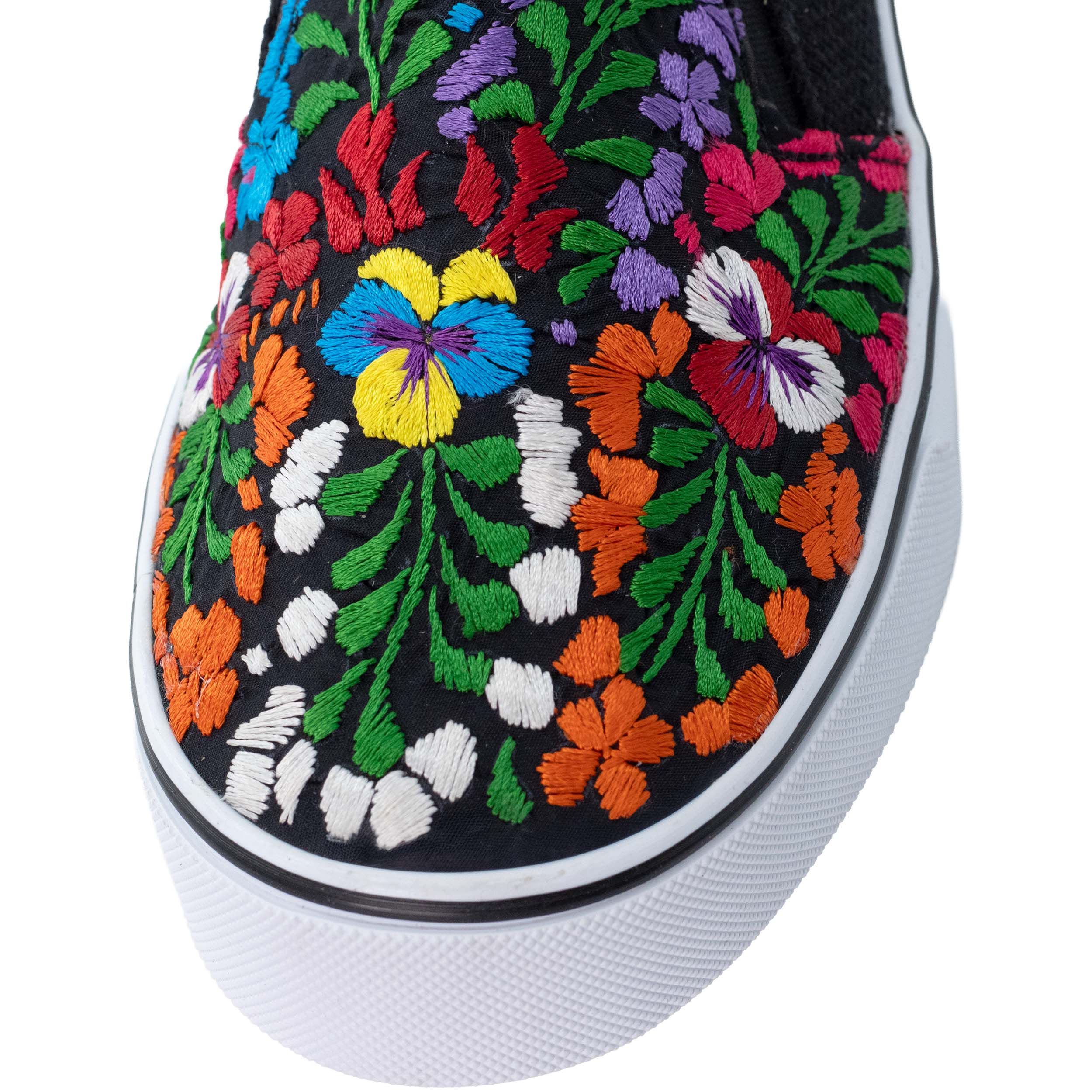 San Antonino Black with Multicolor Floral Embroidery Sneakers