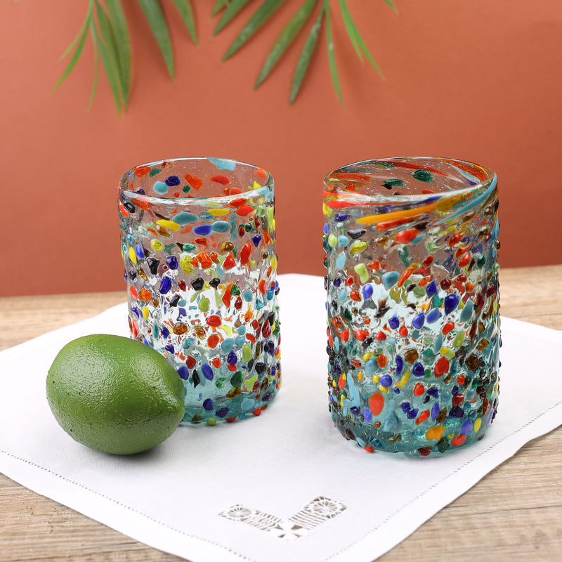 Colorful Hand Blown Glass Tumblers from Oaxaca (Large)