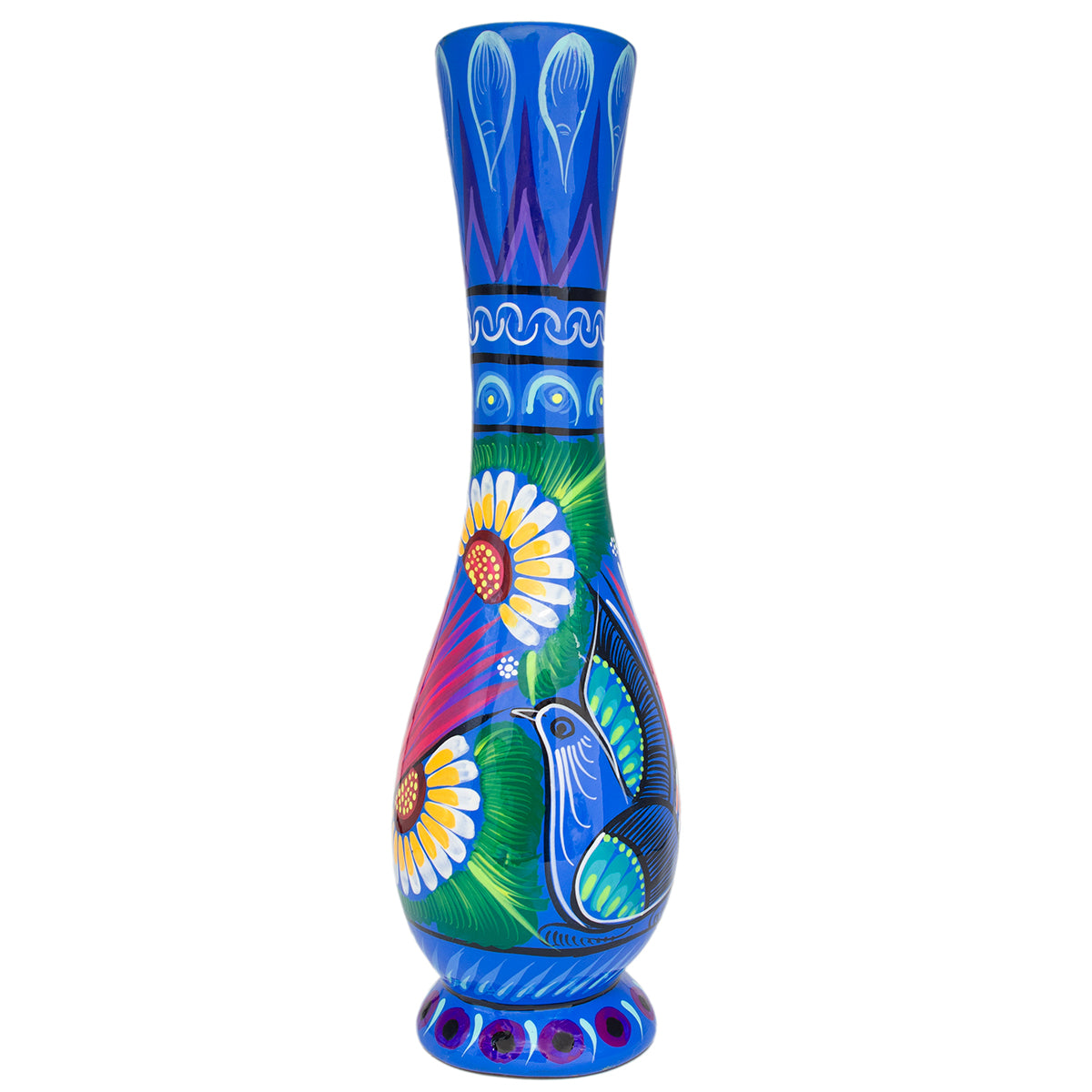 Xalitla Long Neck Hand-Painted Vase