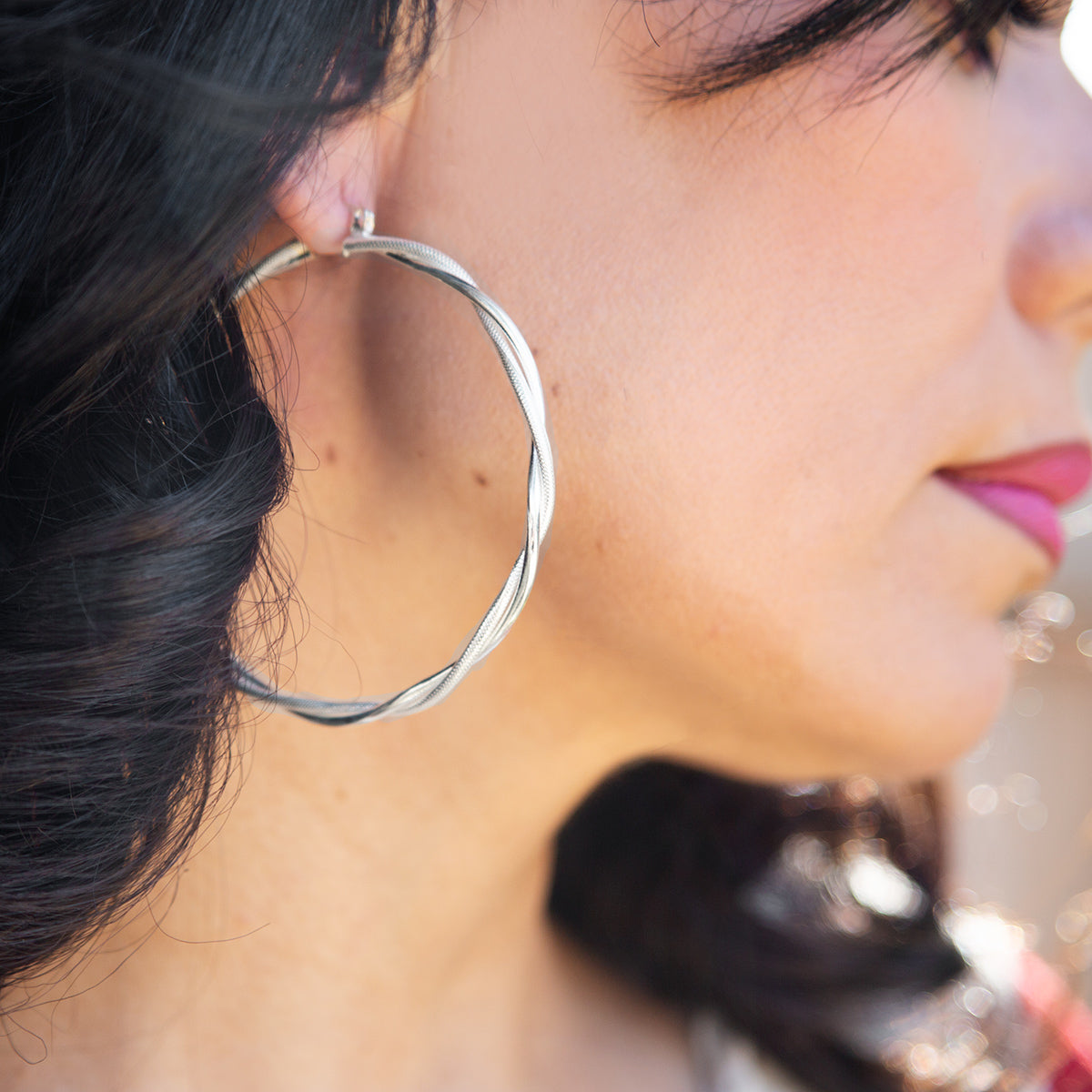 Sterling Silver Large 2.5" Hoop Earrings