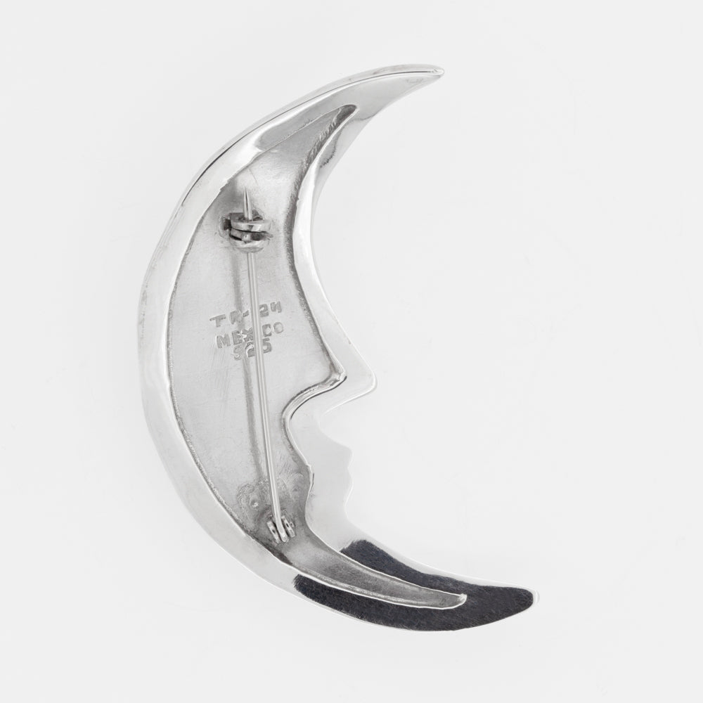 Sterling Silver Crescent Moon Brooch Pin