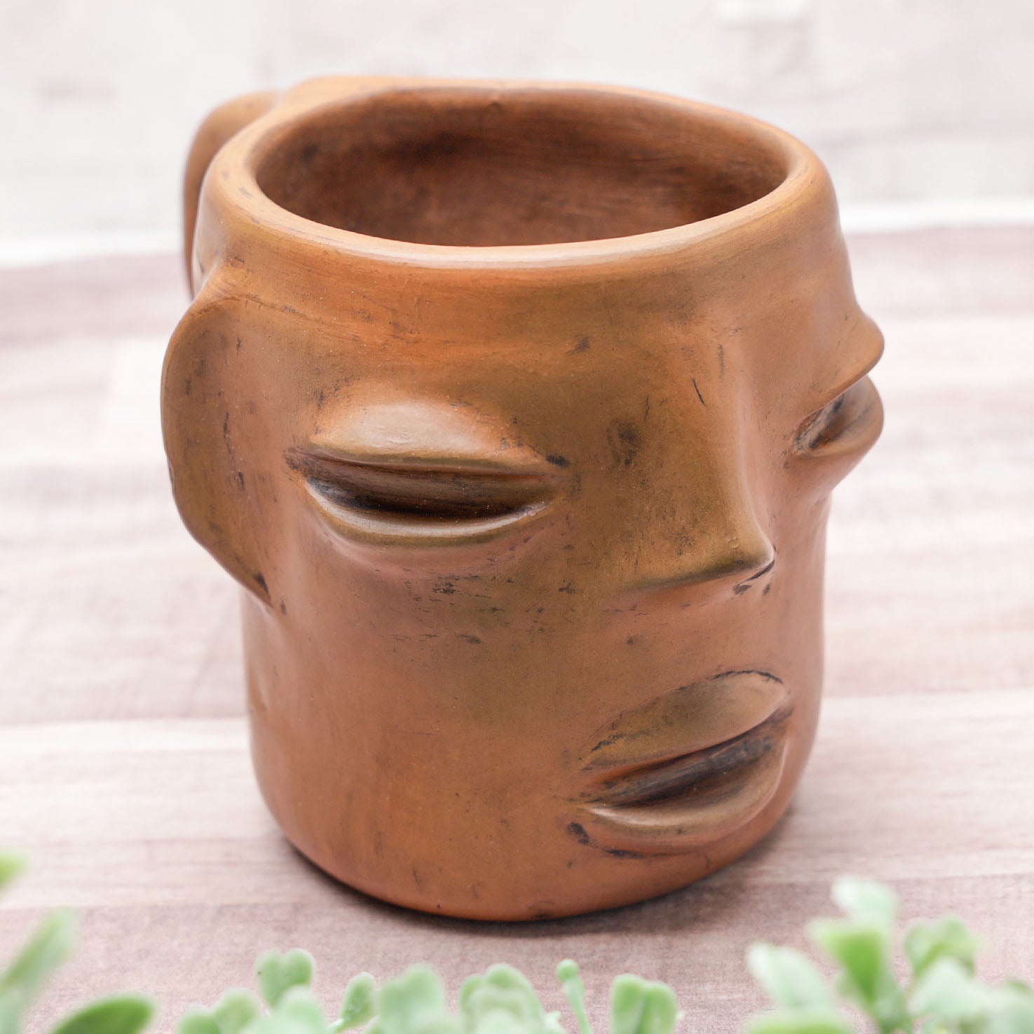 Natural Clay Face Mug - Large