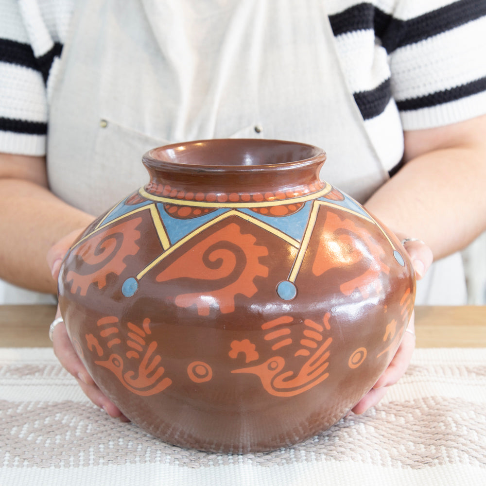 Zinapécuaro Lodo Hand-Painted Ceramic Vase