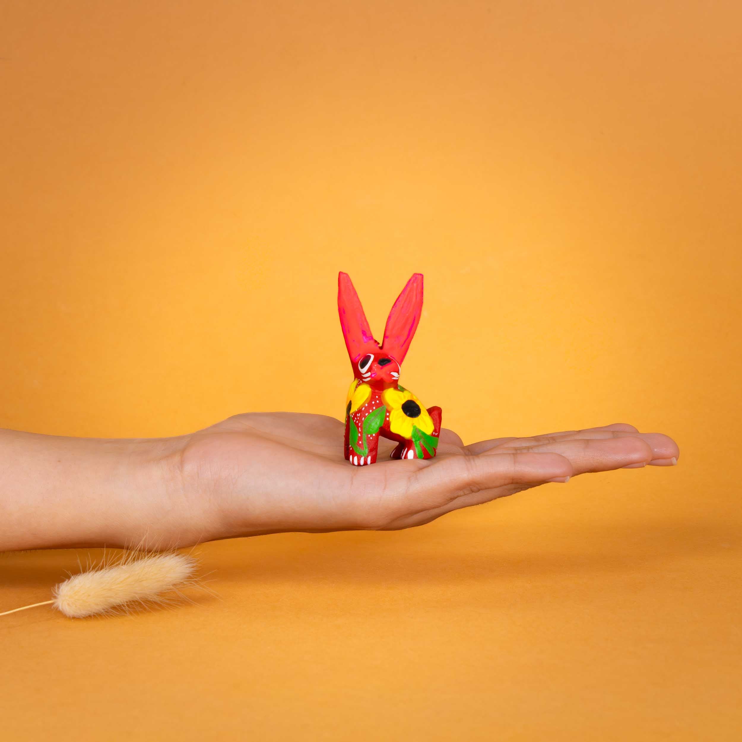 Hand Painted Sitting Rabbit Wooden Figurine