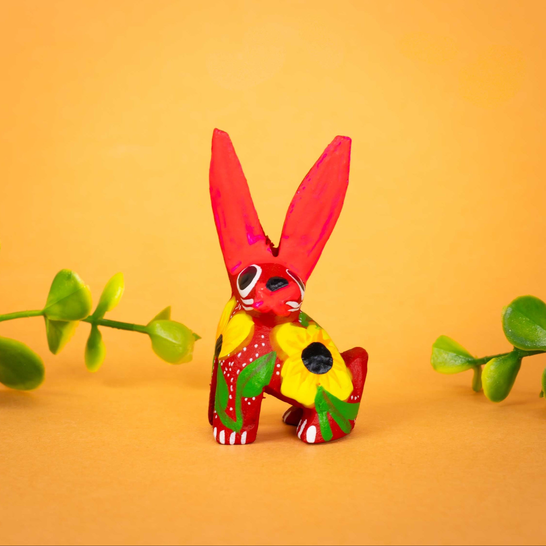 Hand Painted Sitting Rabbit Wooden Figurine | Lolo Mexican Mercadito
