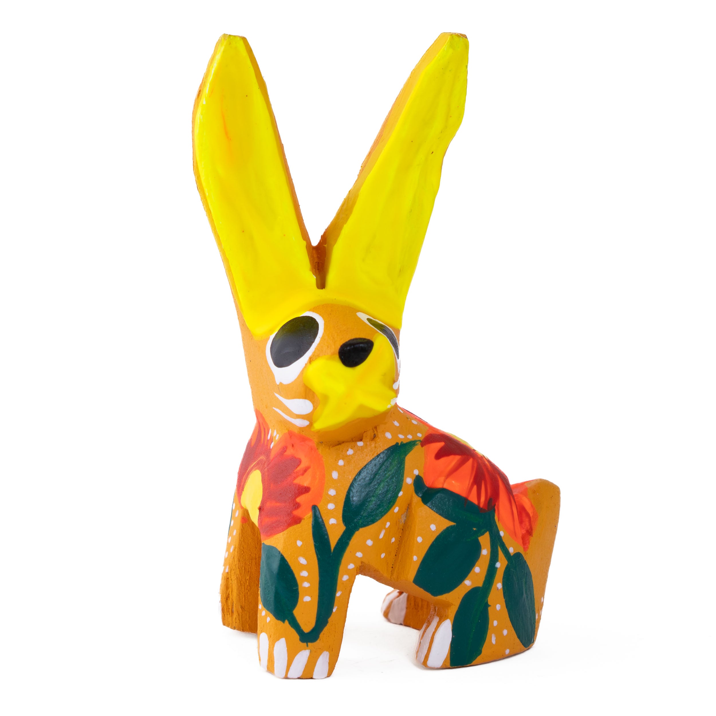 Hand Painted Sitting Rabbit Wooden Figurine