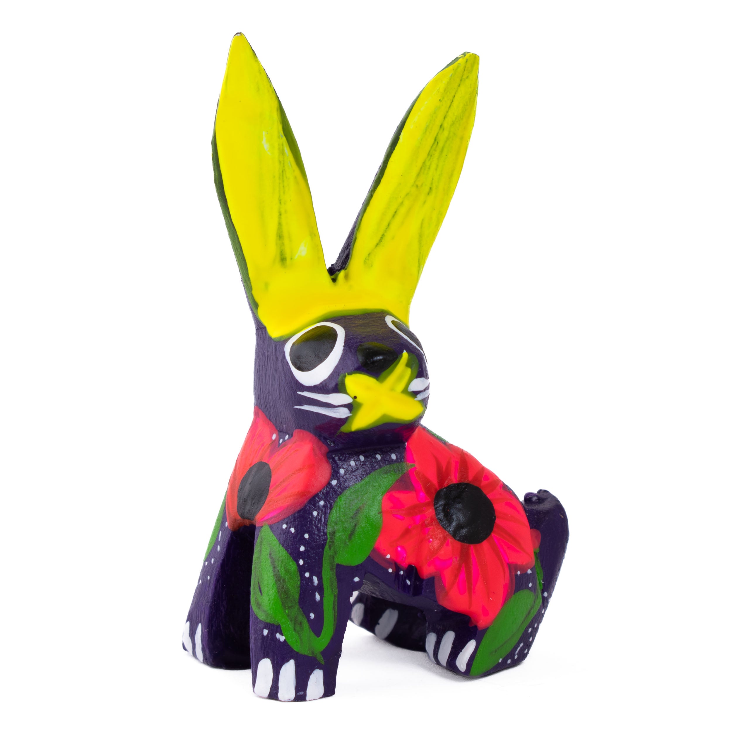 Hand Painted Sitting Rabbit Wooden Figurine