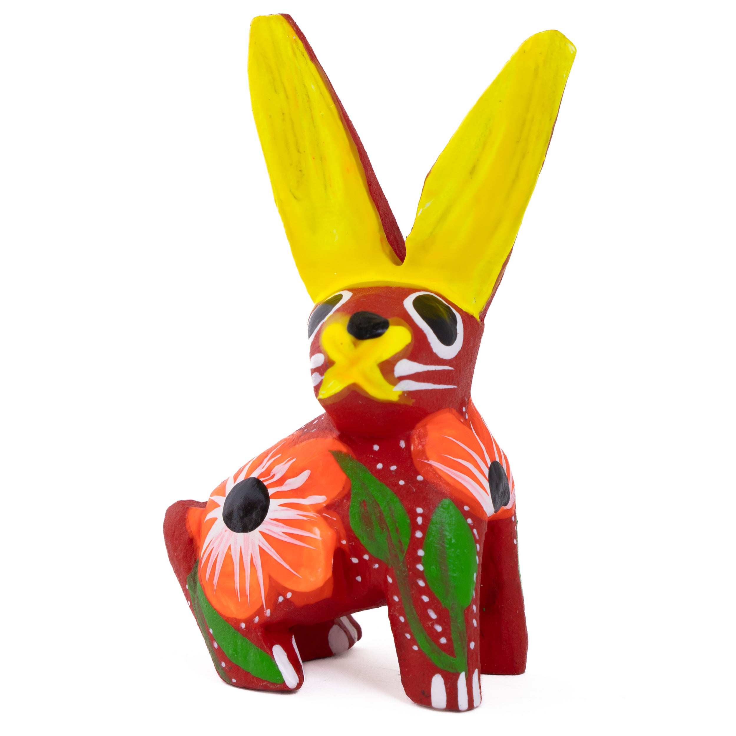 Hand Painted Sitting Rabbit Wooden Figurine