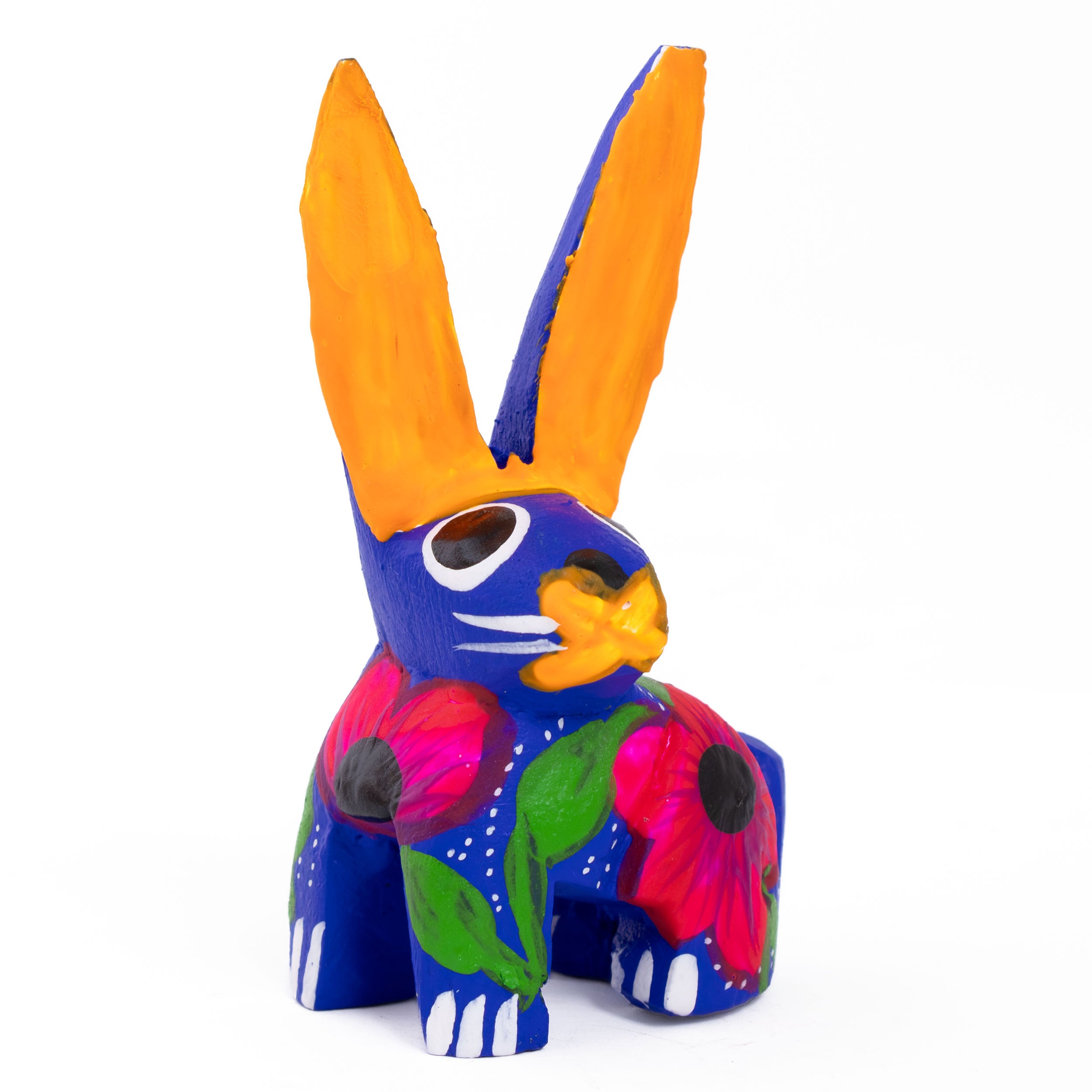 Hand Painted Sitting Rabbit Wooden Figurine