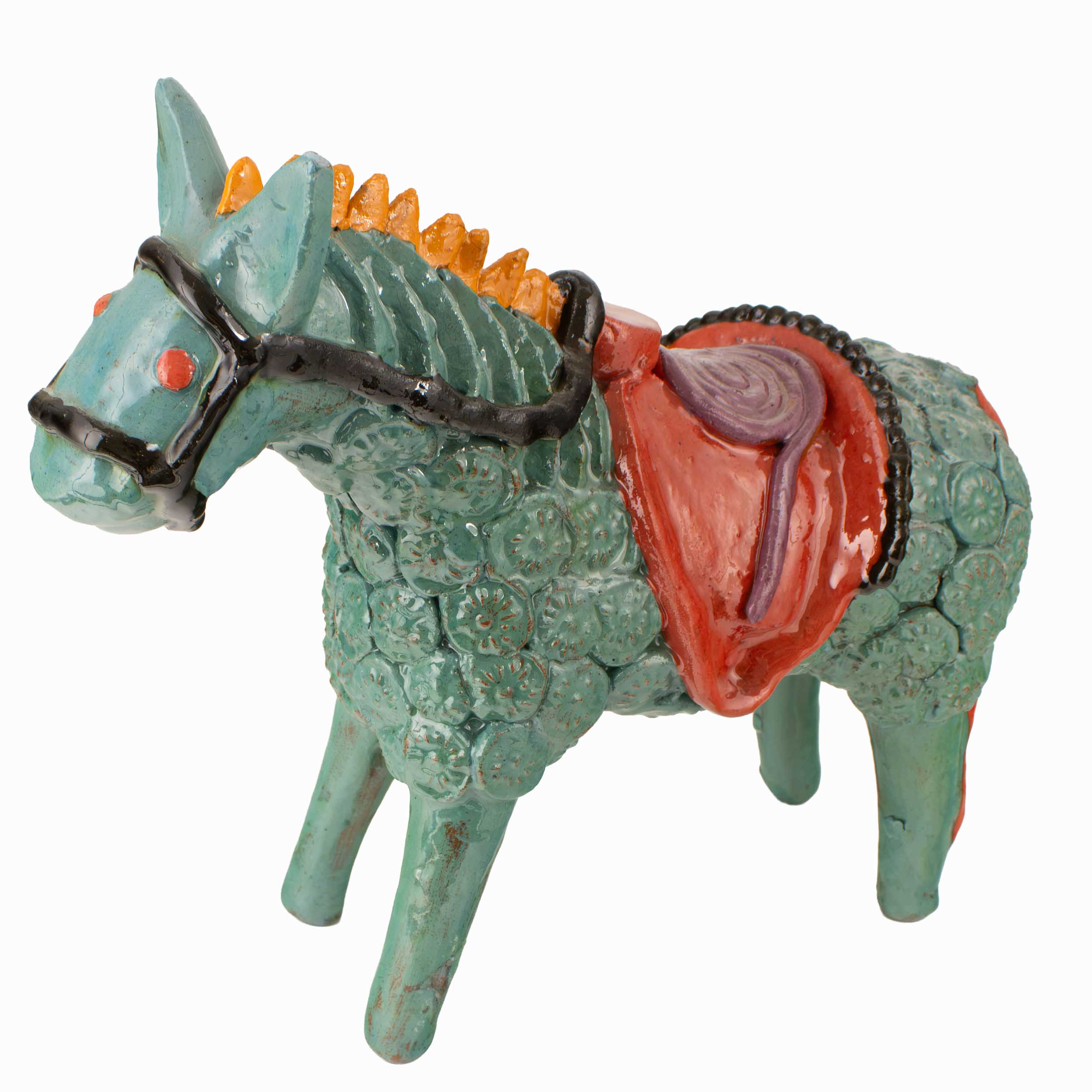 Barro Vidriado Burrito Sculpture