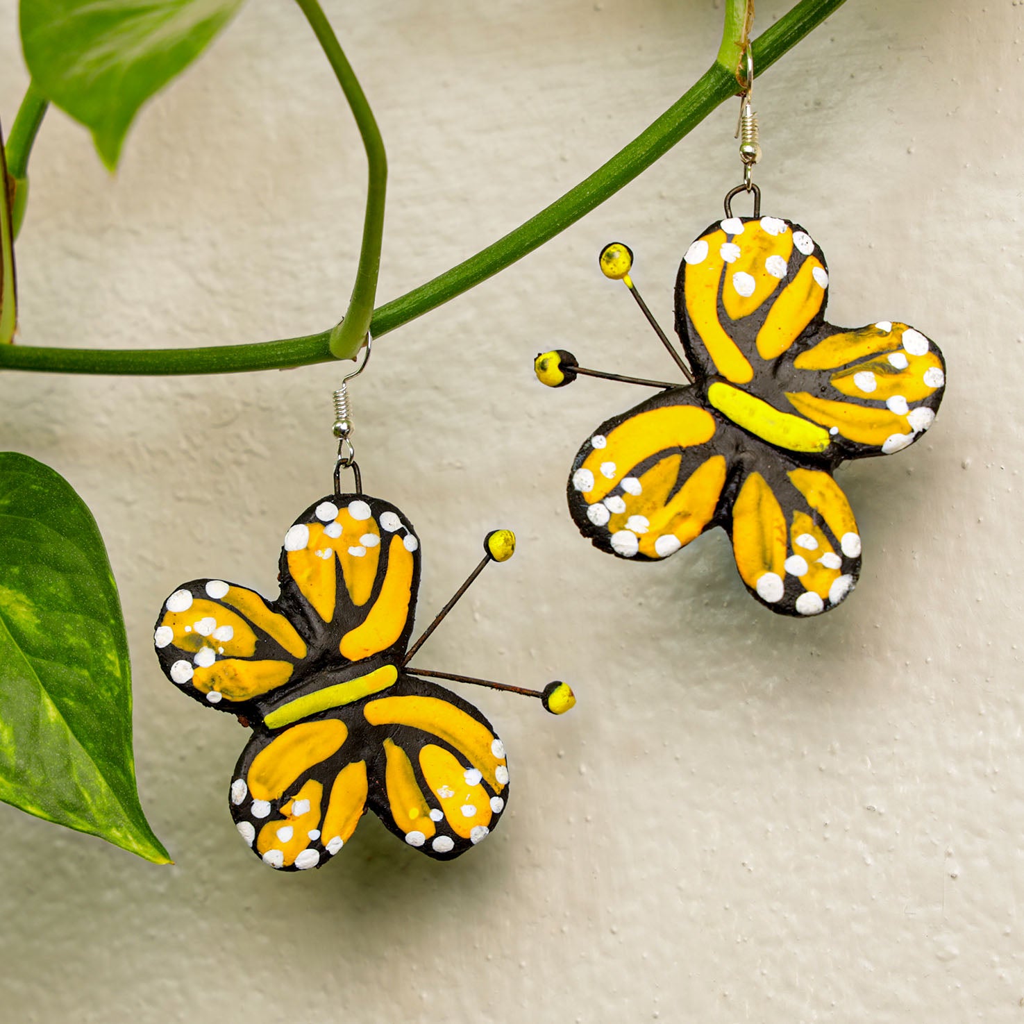 Monarch Butterfly Clay Earrings