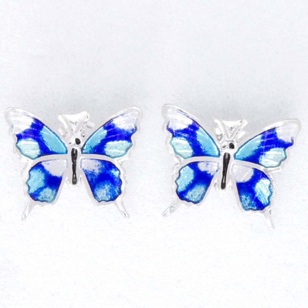 Sterling Silver Into the Blue Butterfly Earrings and Pendant Set