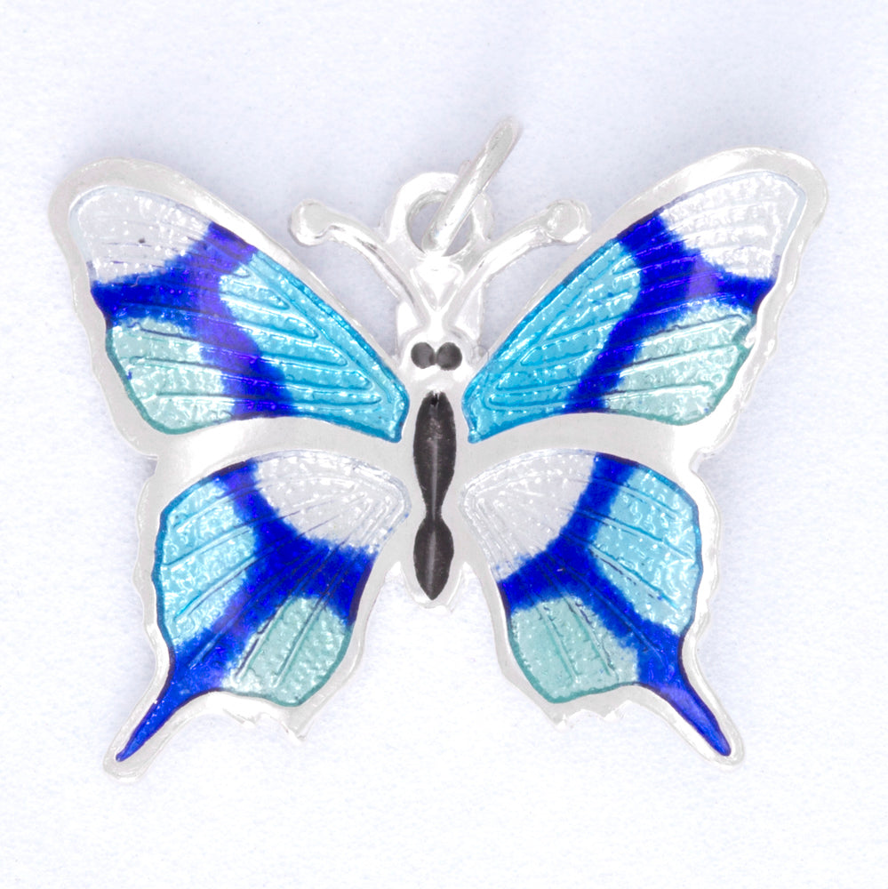 Sterling Silver Into the Blue Butterfly Earrings and Pendant Set