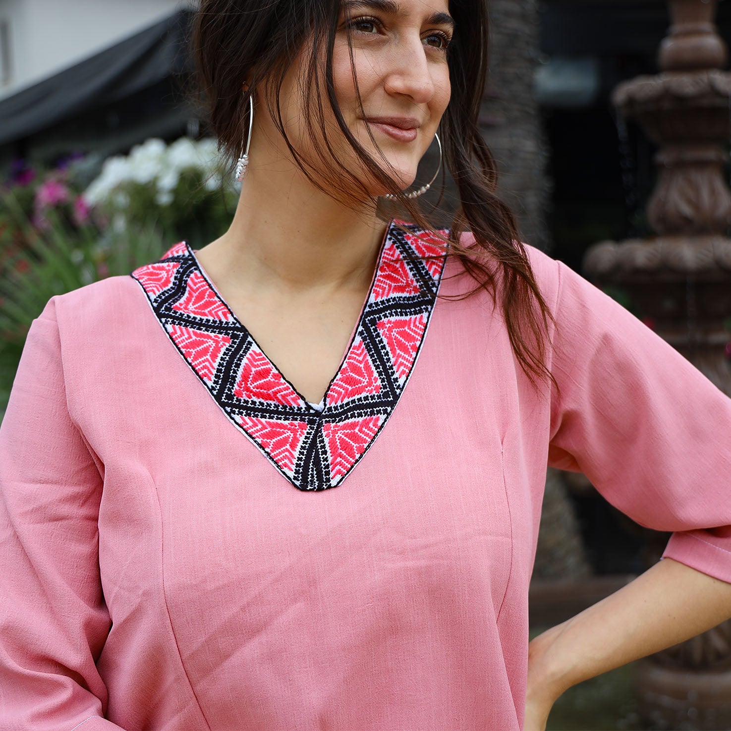 Puebla Modern Embroidered V-Neck Blouse