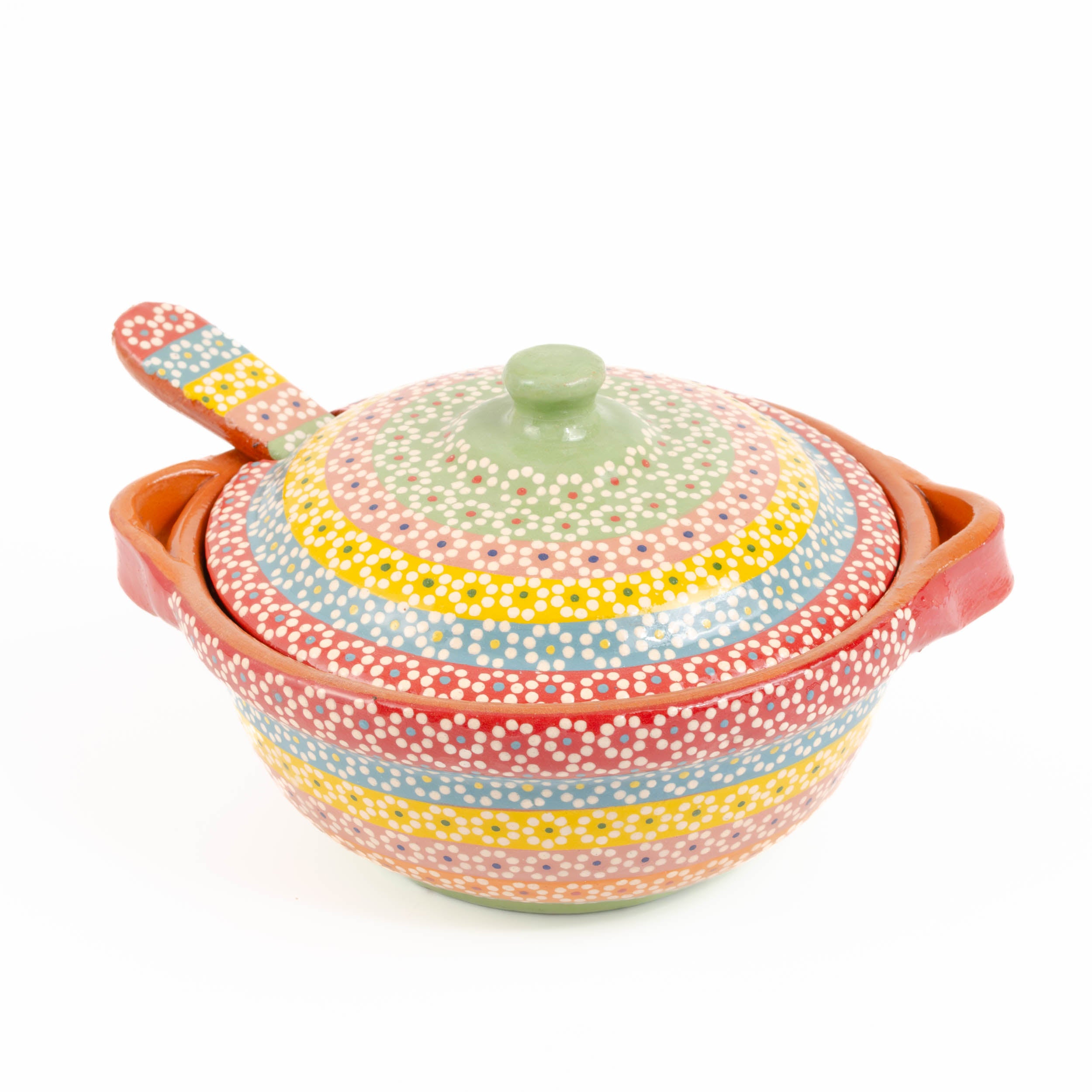 Capula Small Clay Cazuelita with Matching Lid and Spoon