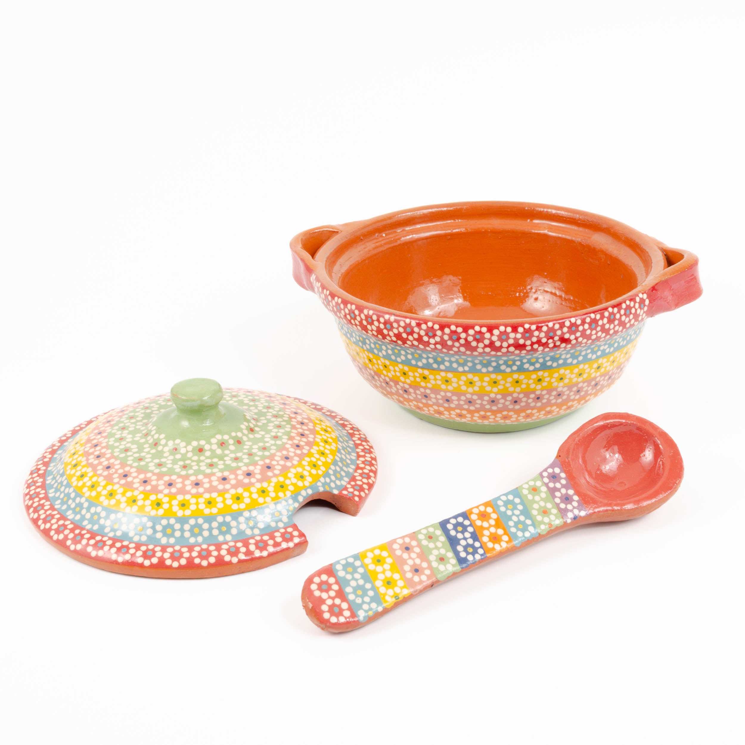 Capula Small Clay Cazuelita with Matching Lid and Spoon