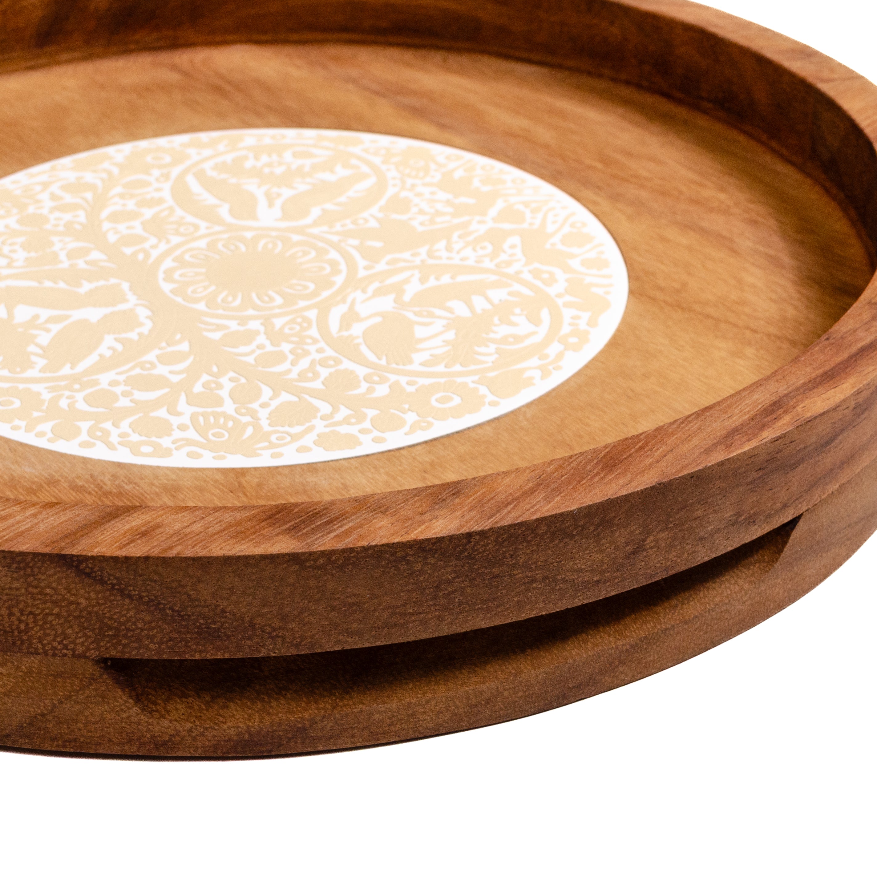 Round Olinalá Parota Solid Wood Serving Tray