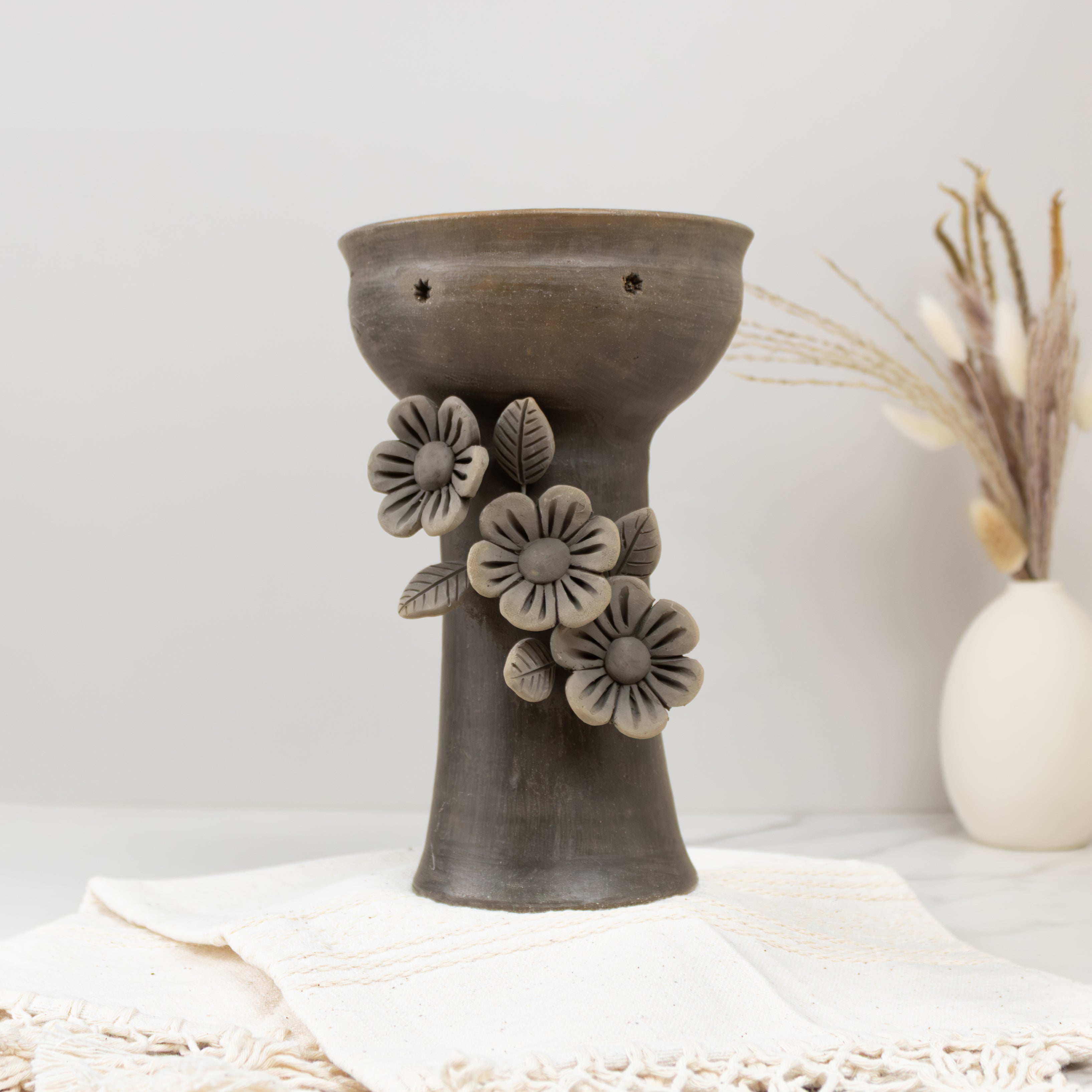 Atzompa Flower Clay Copalera, Incense Holder | Lolo Mexican Mercadito