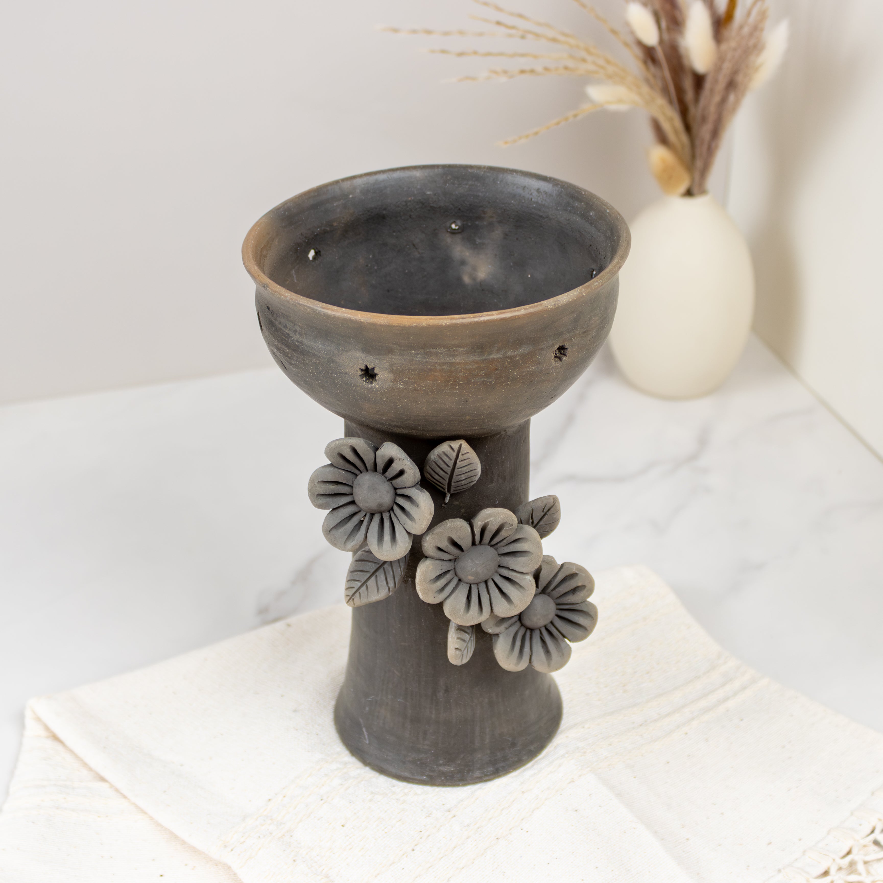 Atzompa Flower Clay Copalera, Incense Holder | Lolo Mexican Mercadito