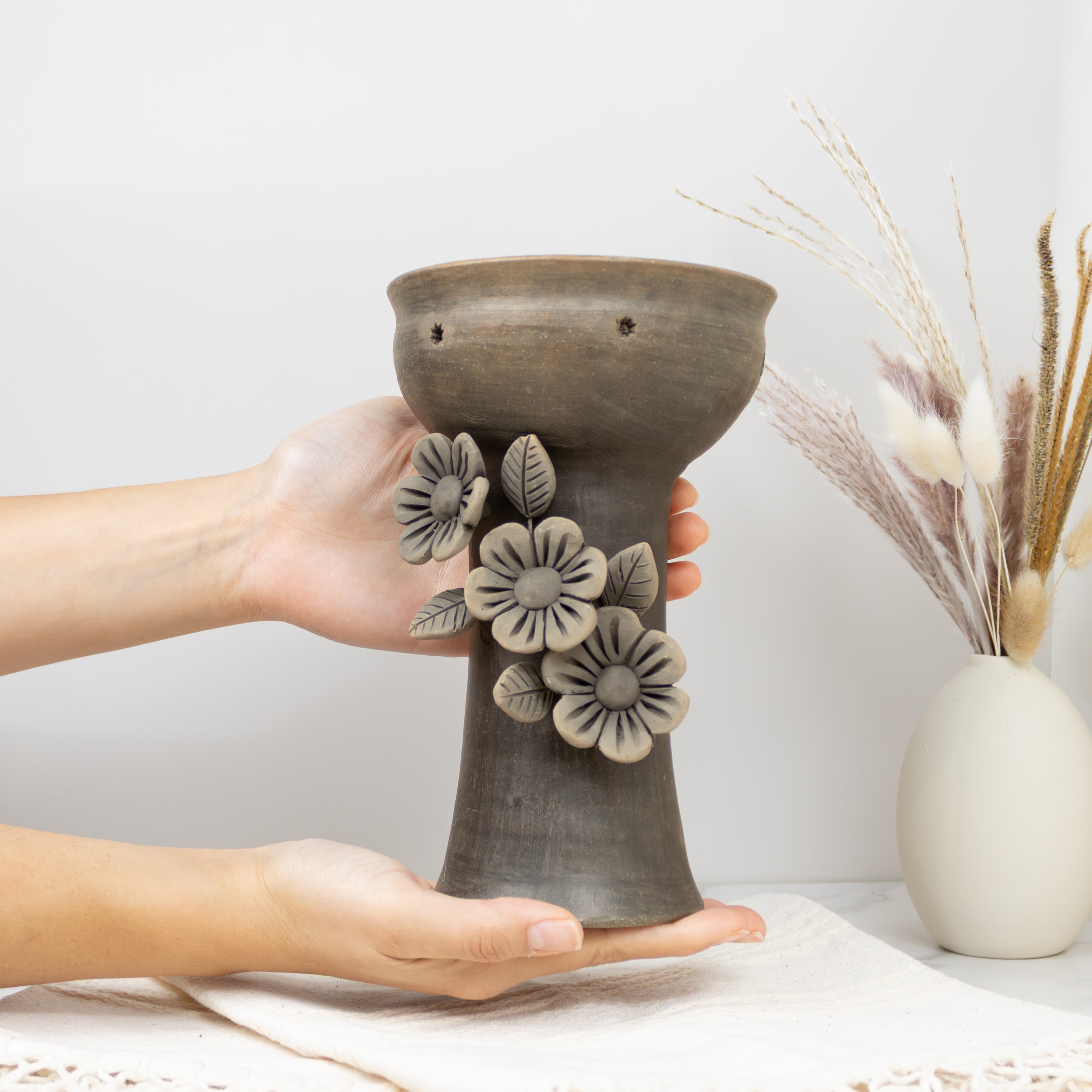 Atzompa Flower Clay Copalera, Incense Holder | Lolo Mexican Mercadito