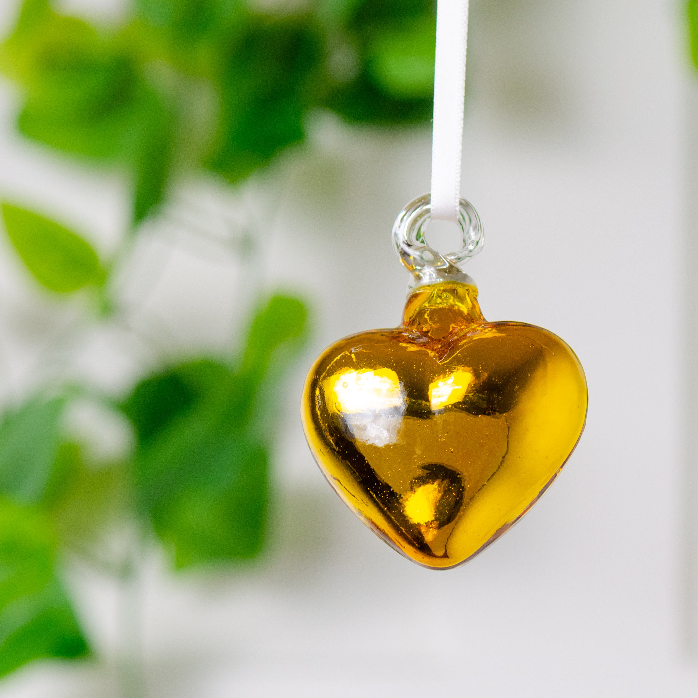 Tonalá Platinated Solid Blown Glass Hanging Heart Ornament