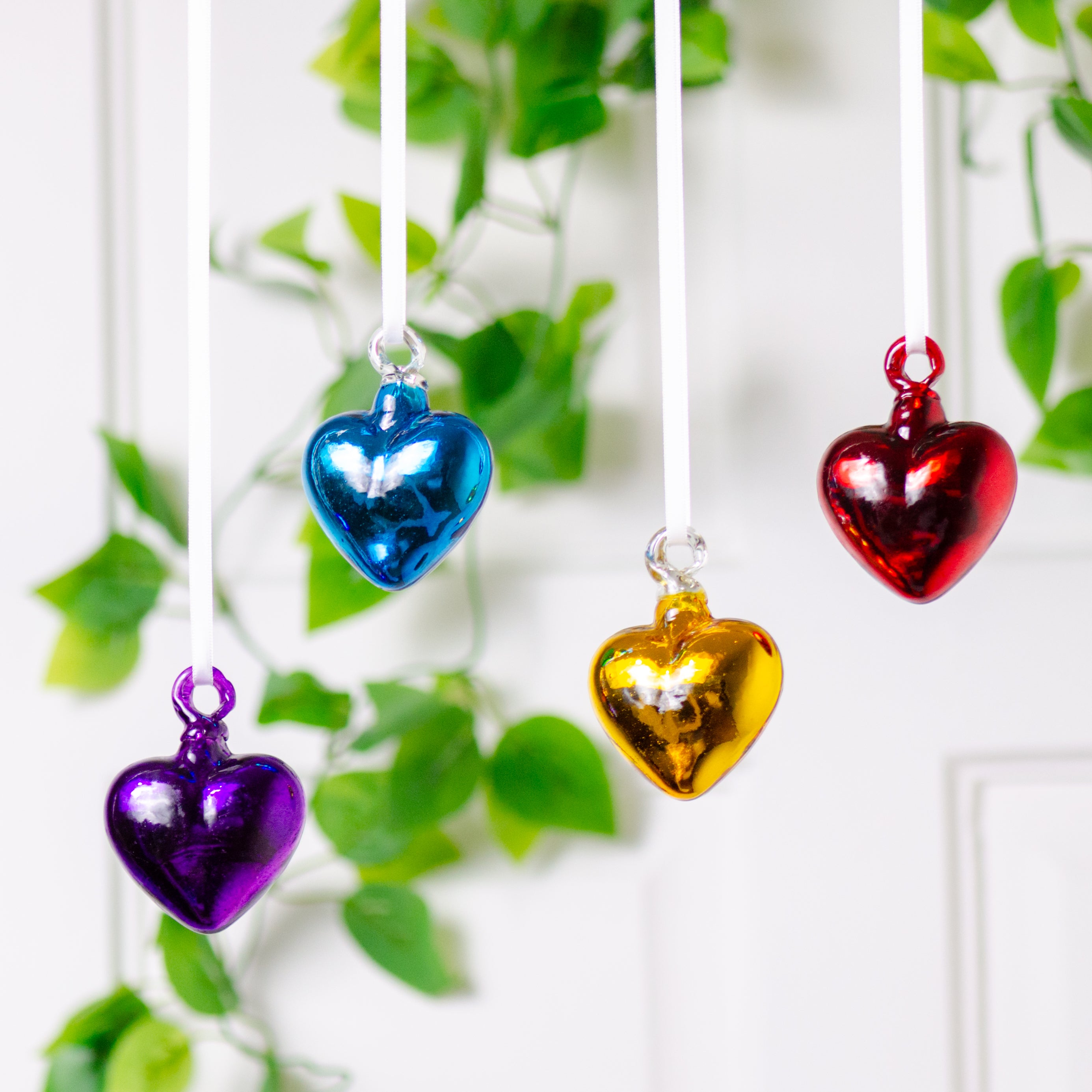 Tonalá Platinated Solid Blown Glass Hanging Heart Ornament