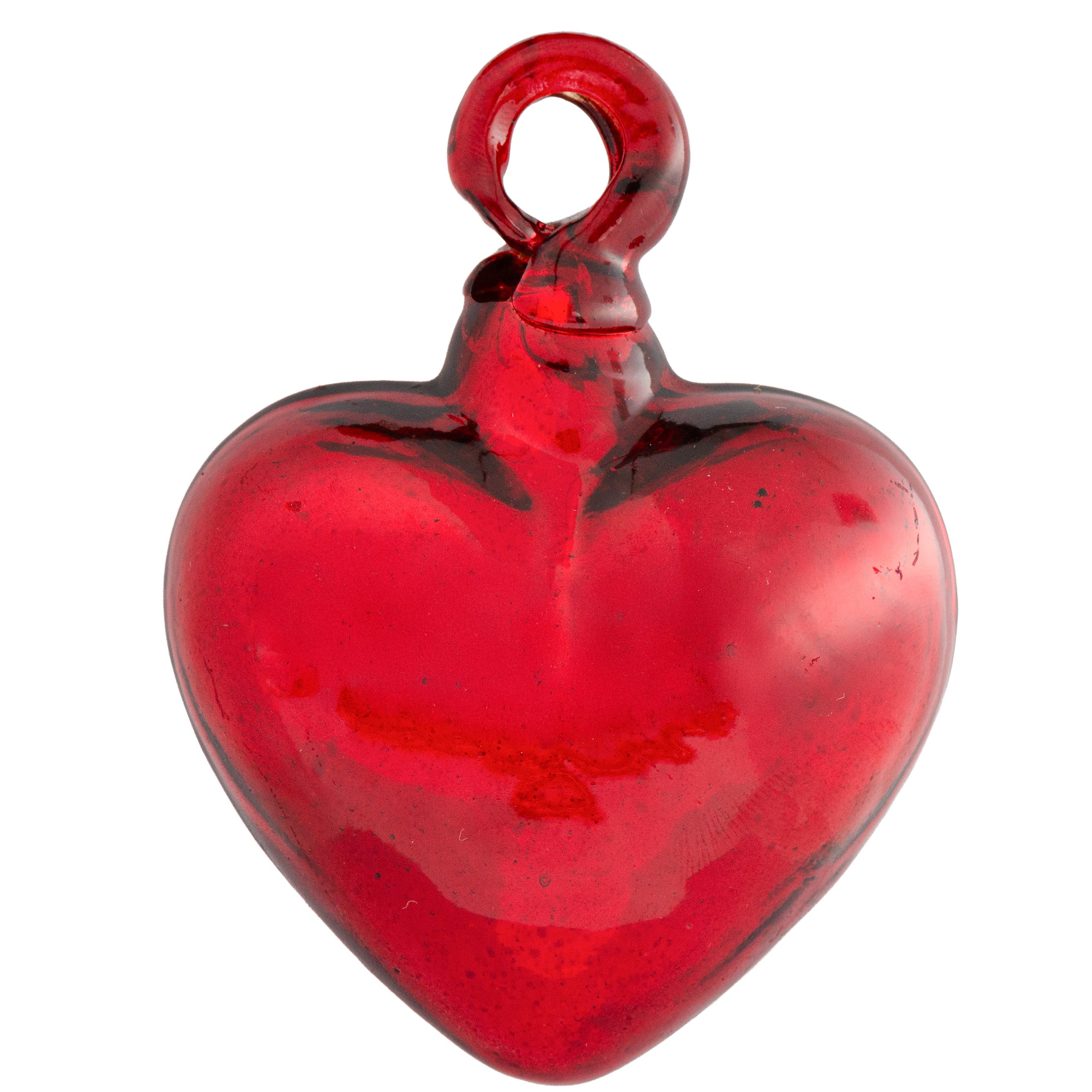 Tonalá Platinated Solid Blown Glass Hanging Heart Ornament