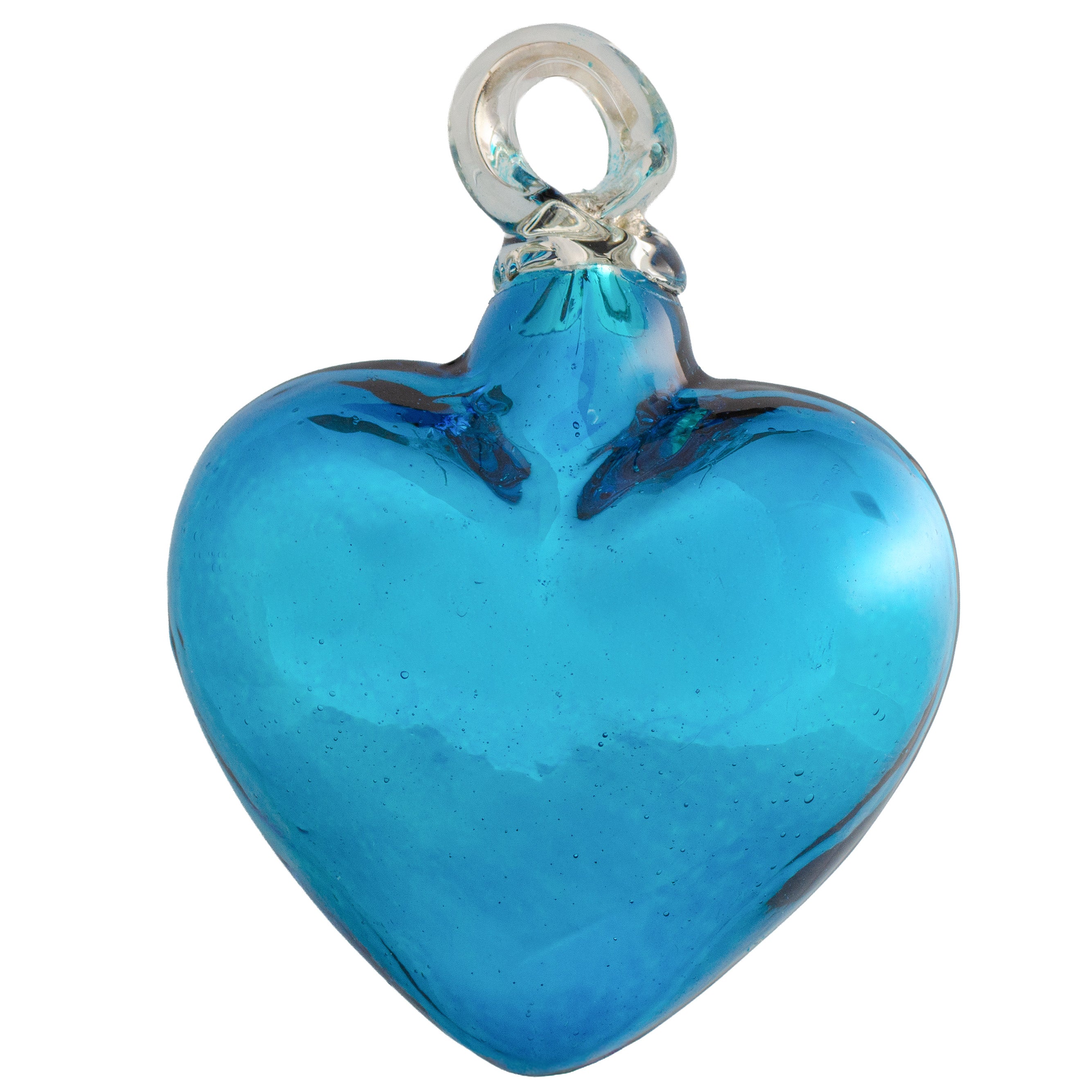 Tonalá Platinated Solid Blown Glass Hanging Heart Ornament