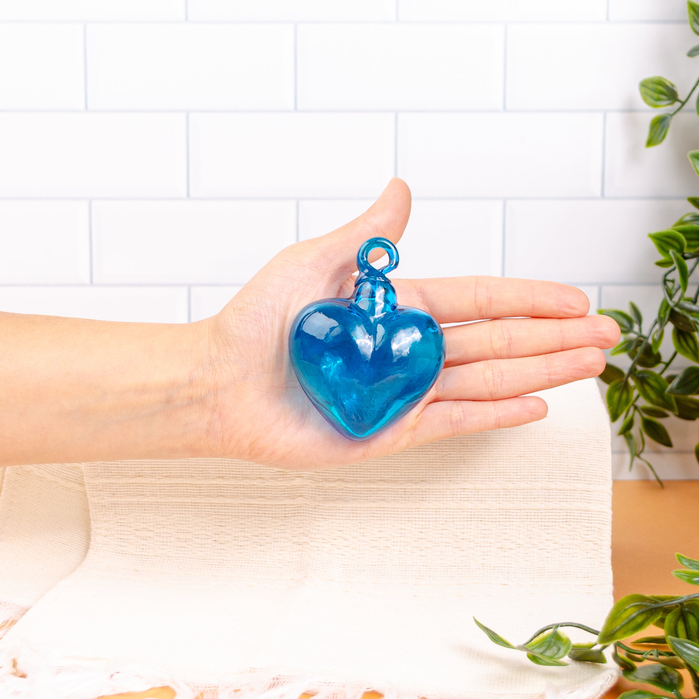 Tonalá Solid Blown Glass Hanging Heart Ornament