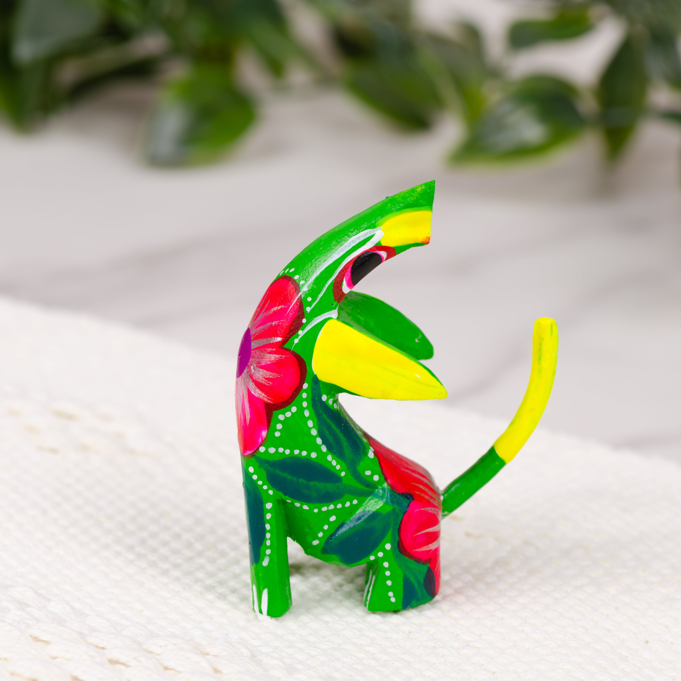 Hand Painted Howling Coyote Wooden Figurine