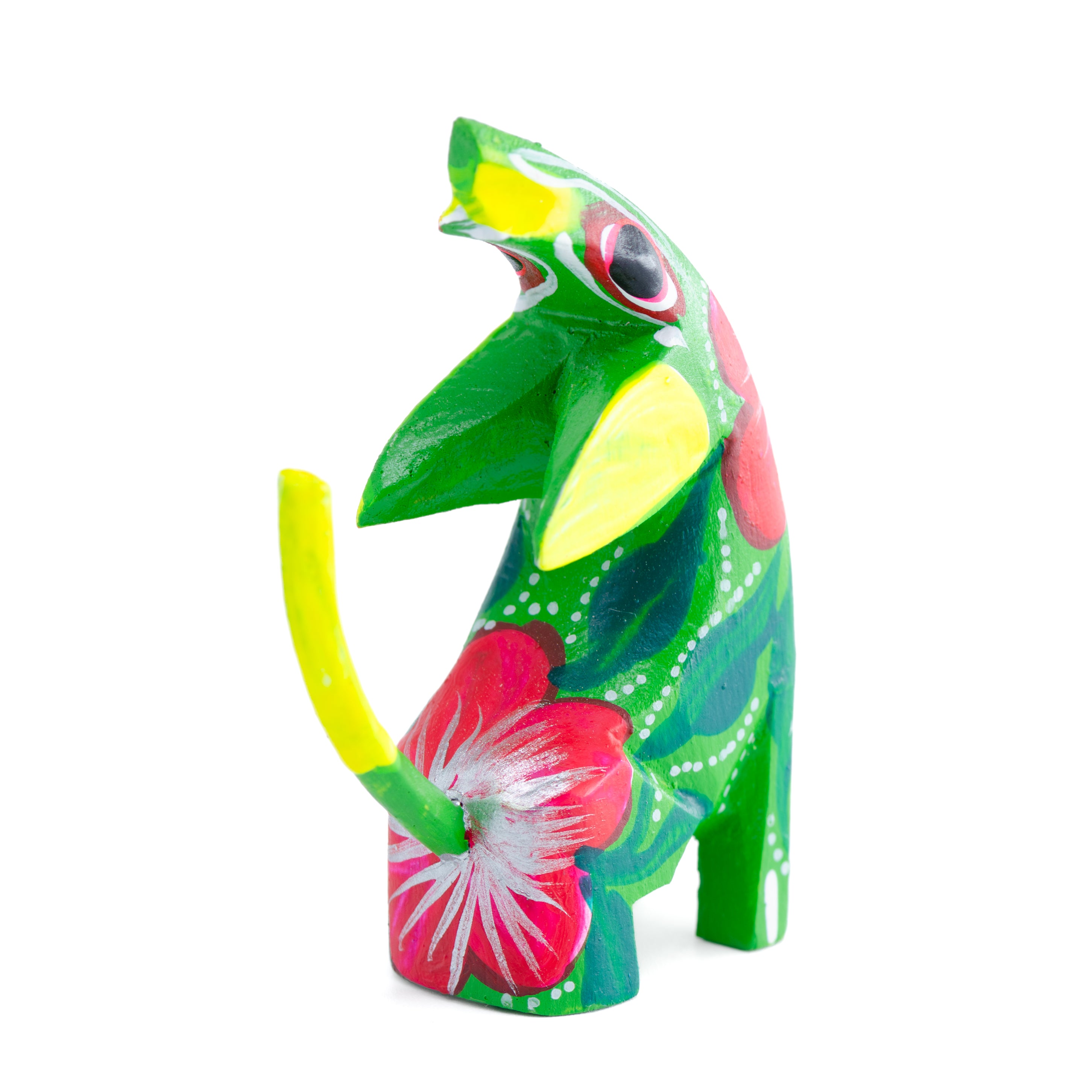 Hand Painted Howling Coyote Wooden Figurine | Lolo Mexican Mercadito