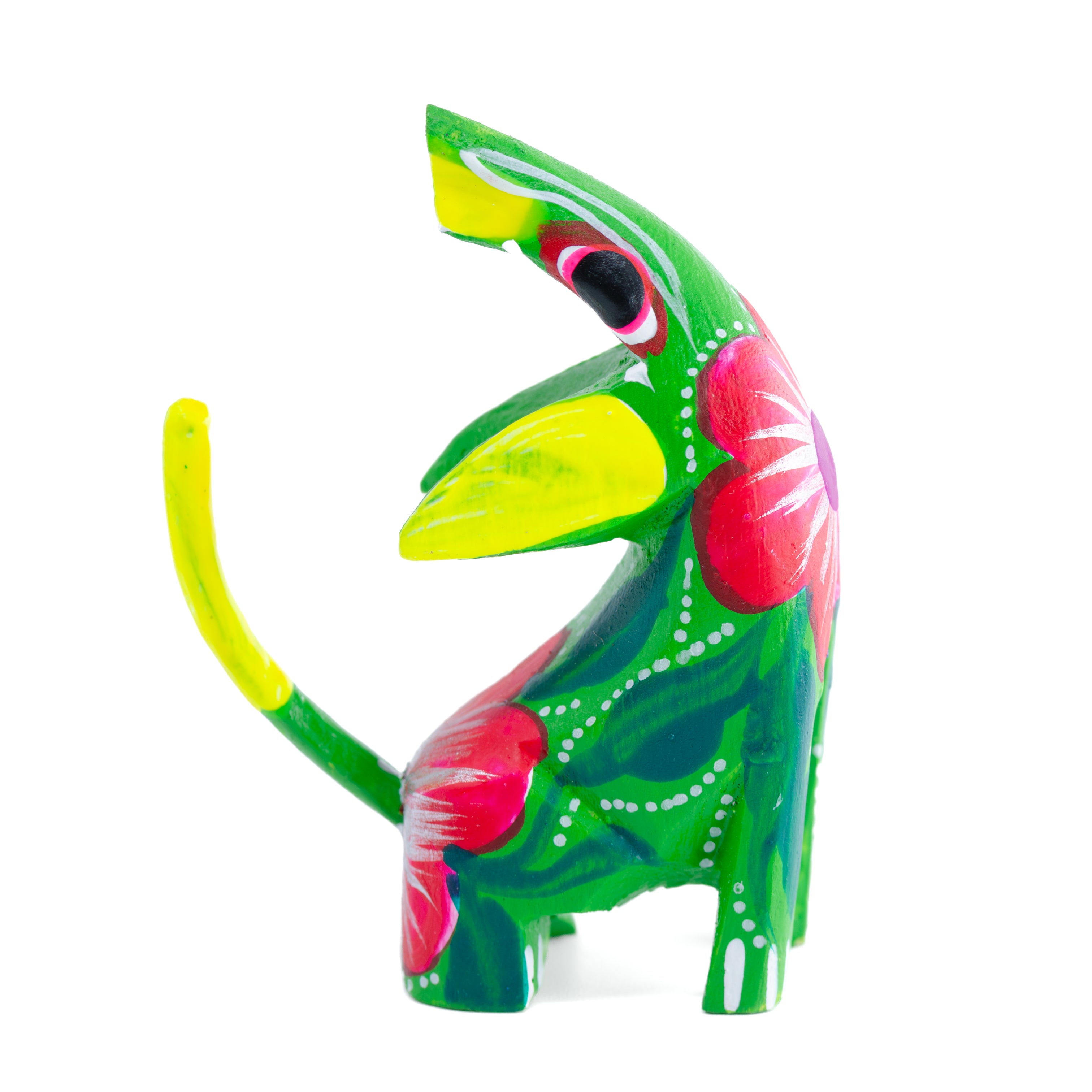 Hand Painted Howling Coyote Wooden Figurine | Lolo Mexican Mercadito