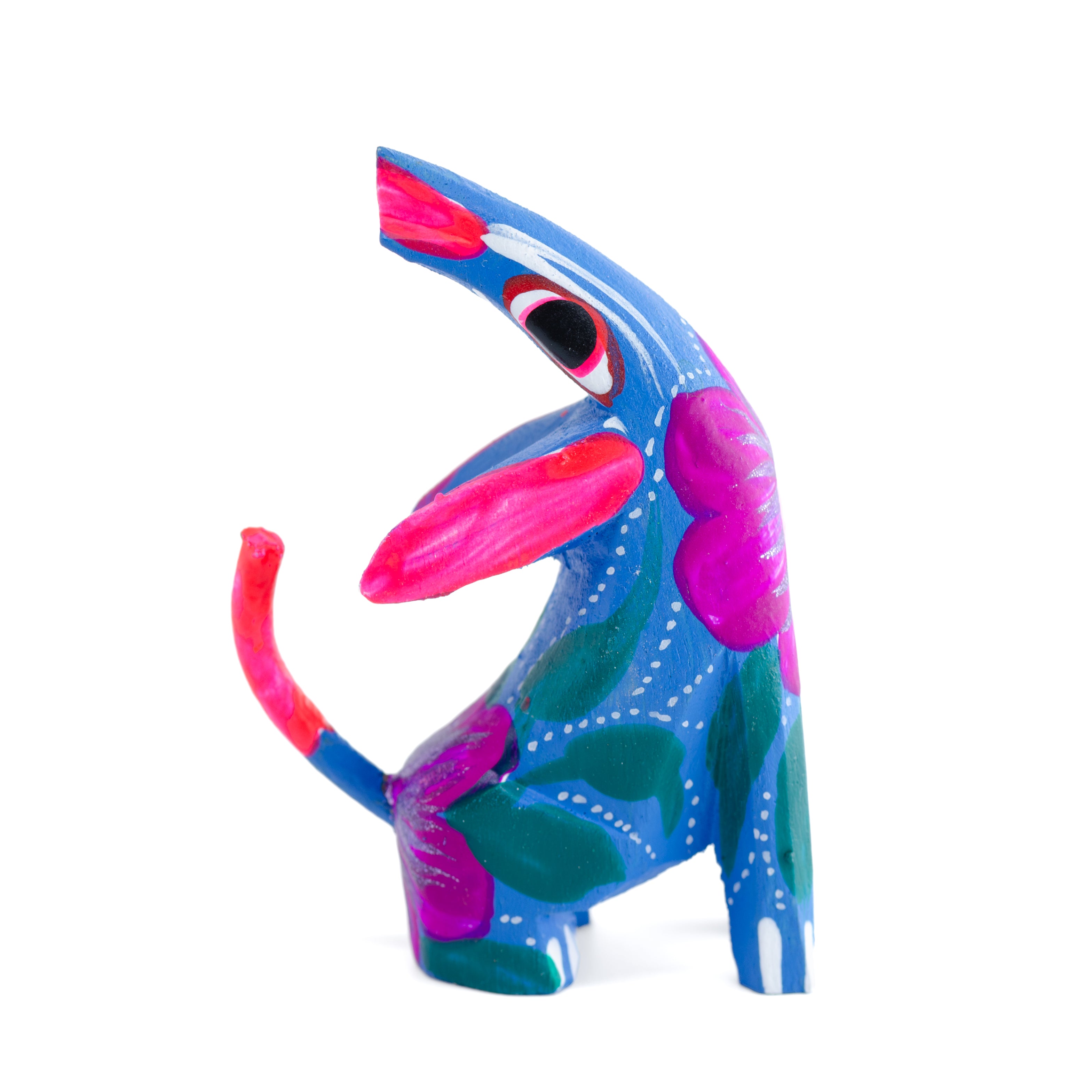 Hand Painted Howling Coyote Wooden Figurine | Lolo Mexican Mercadito