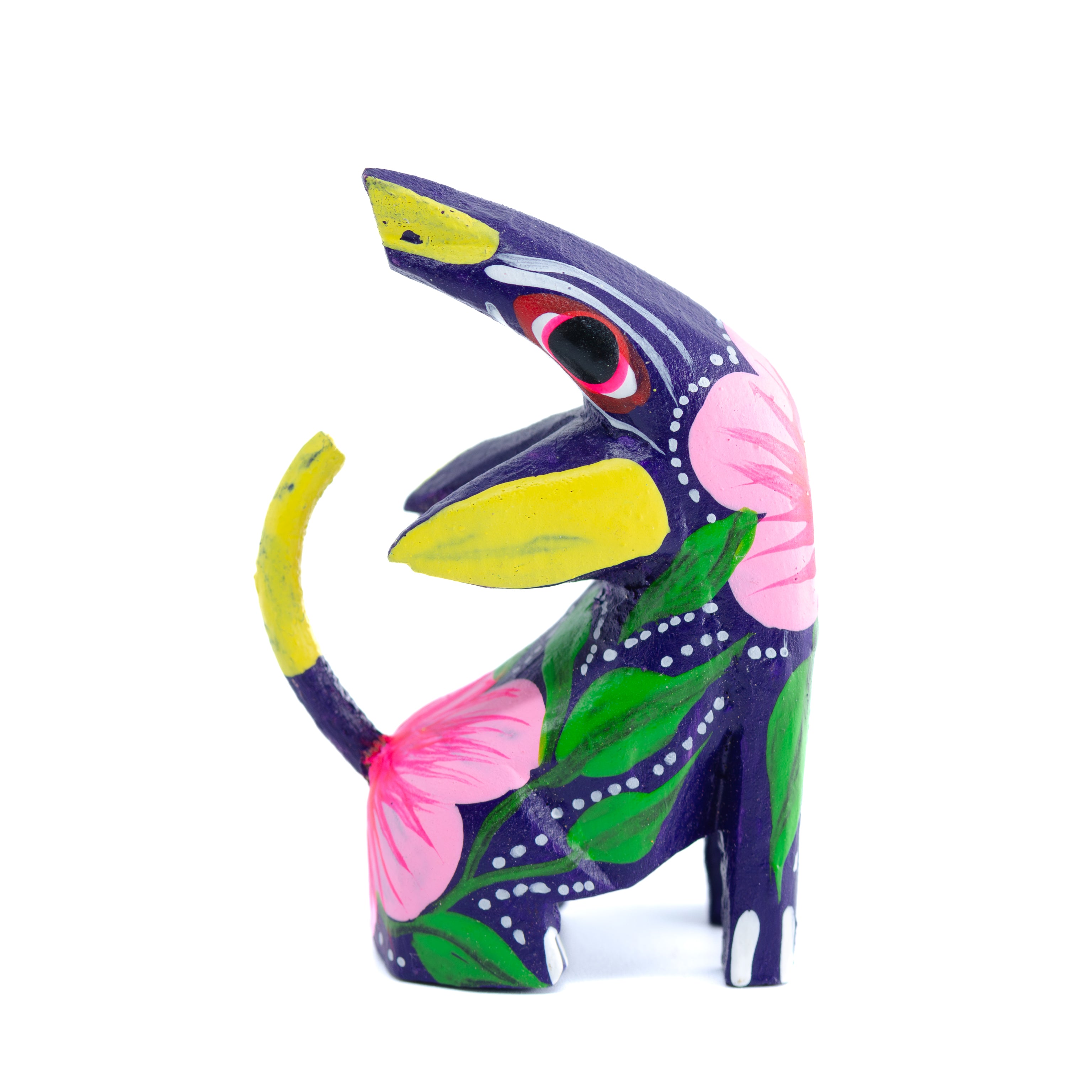 Hand Painted Howling Coyote Wooden Figurine | Lolo Mexican Mercadito