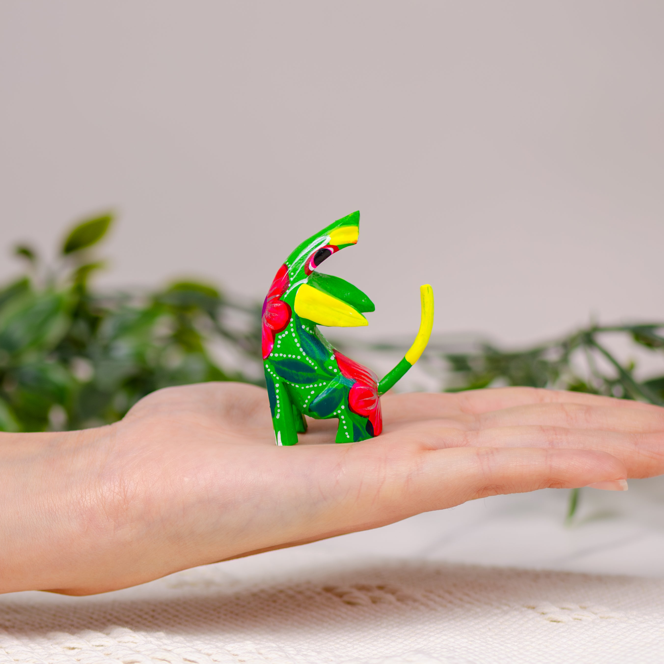 Hand Painted Howling Coyote Wooden Figurine