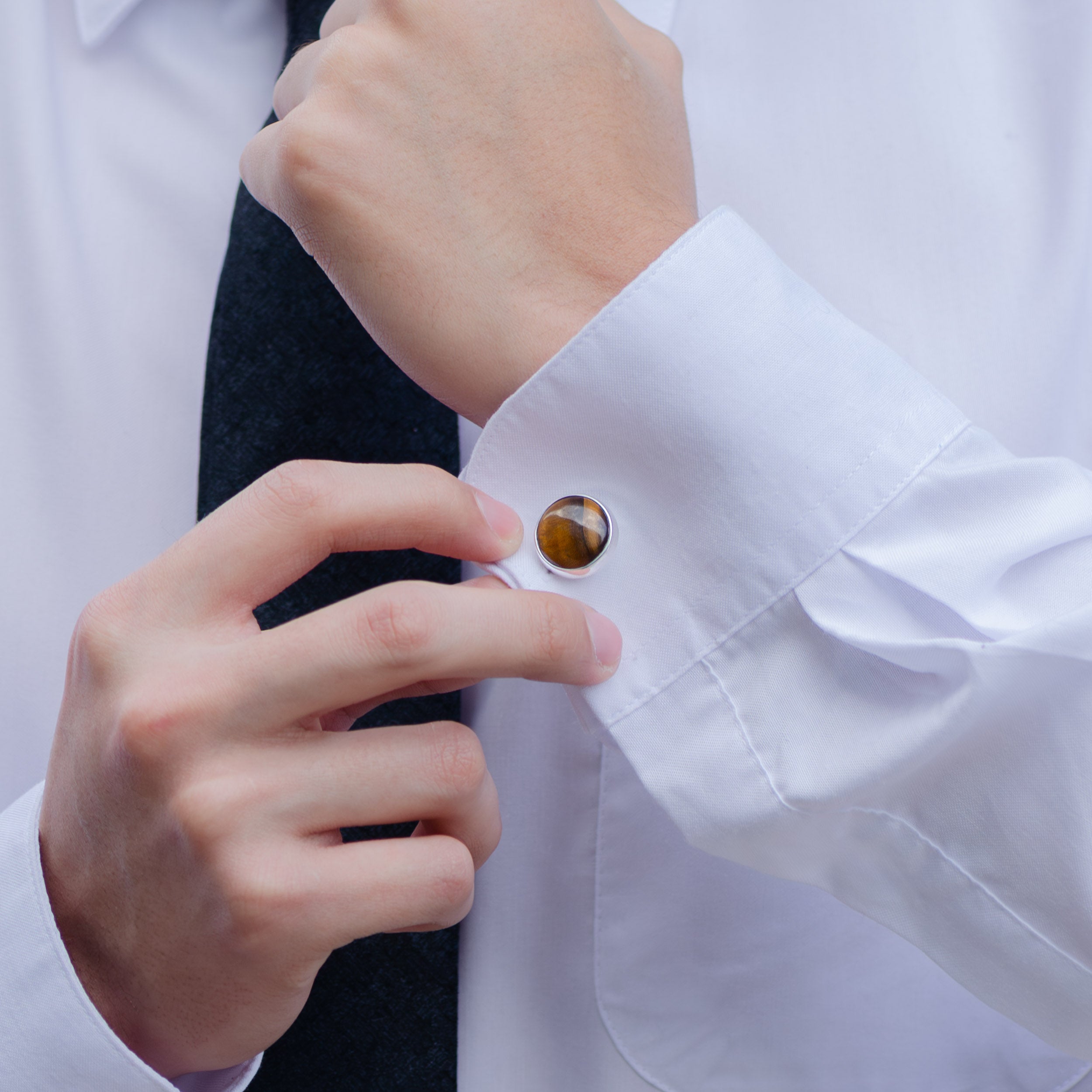 Sterling Silver Tigers Eye Cufflinks