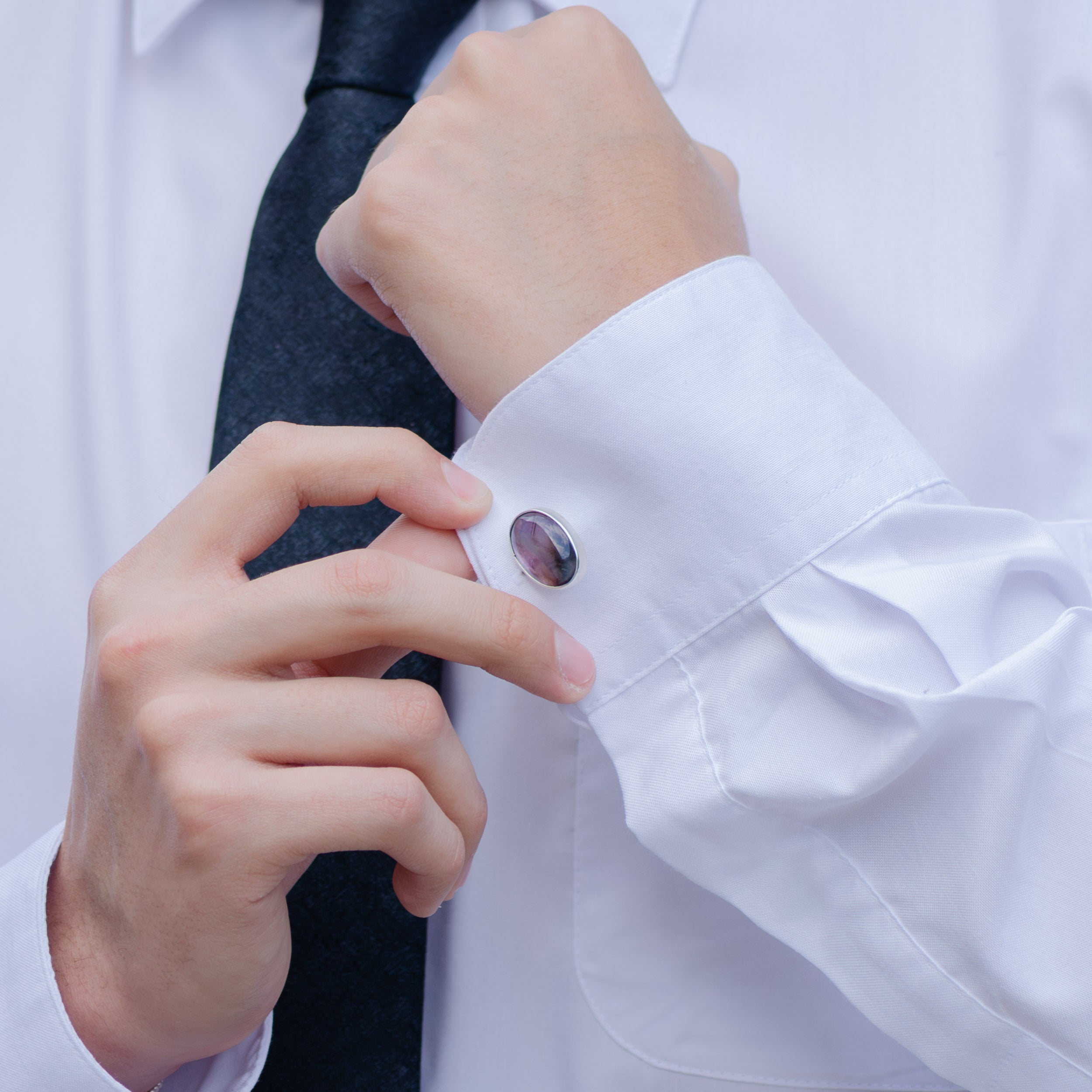 Sterling Silver Amethyst Cufflinks