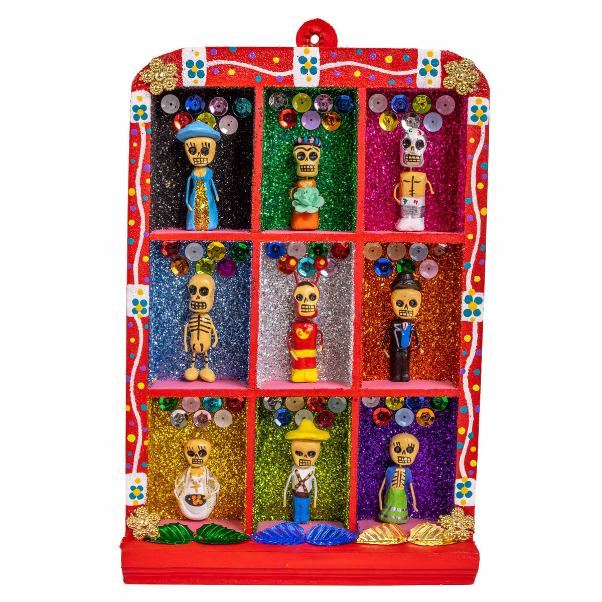 Traditional Calacas Day of the Dead Shadow Box