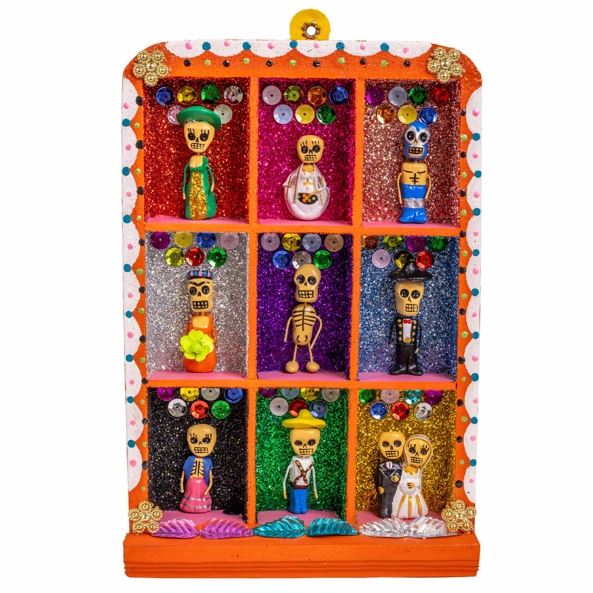 Traditional Calacas Day of the Dead Shadow Box