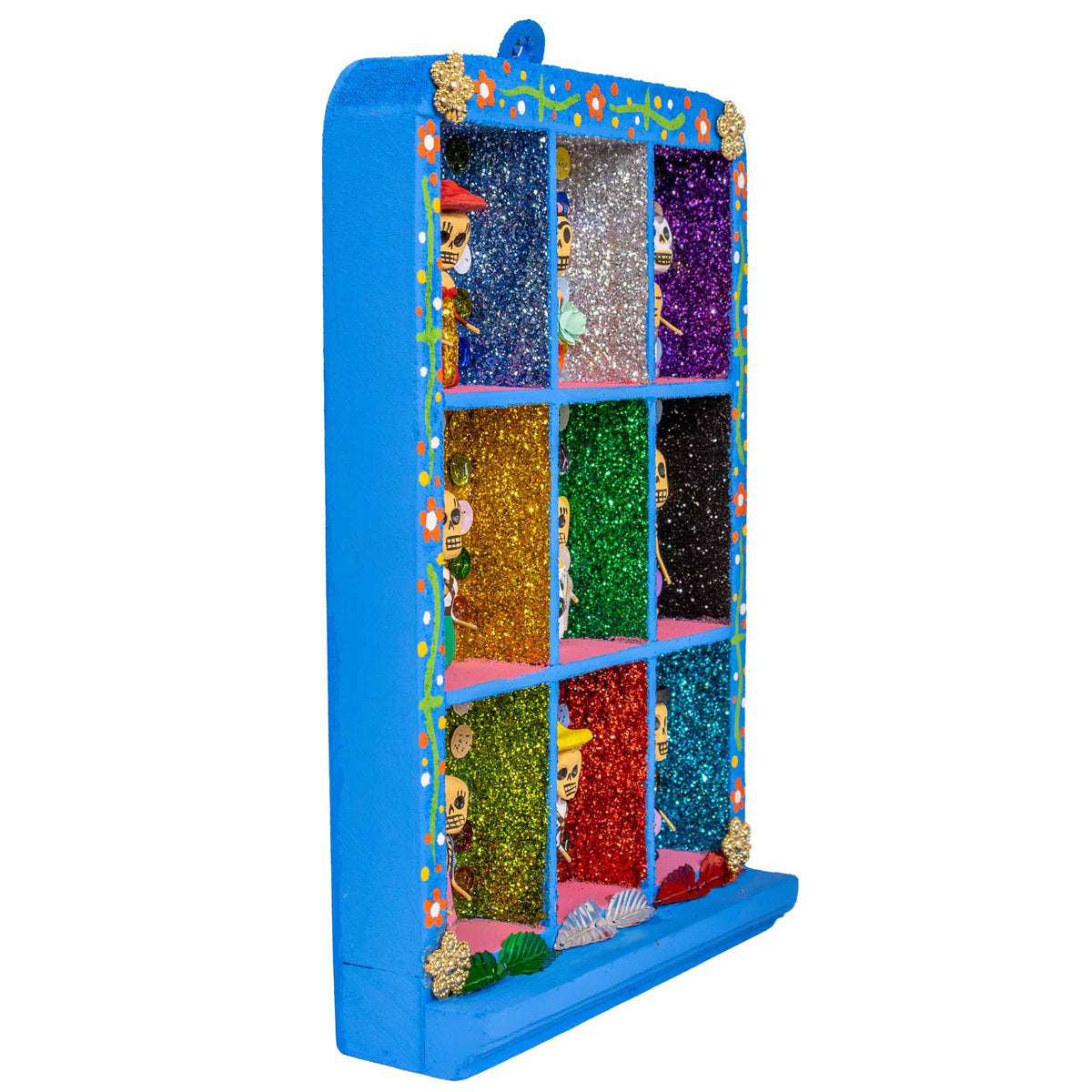 Traditional Calacas Day of the Dead Shadow Box