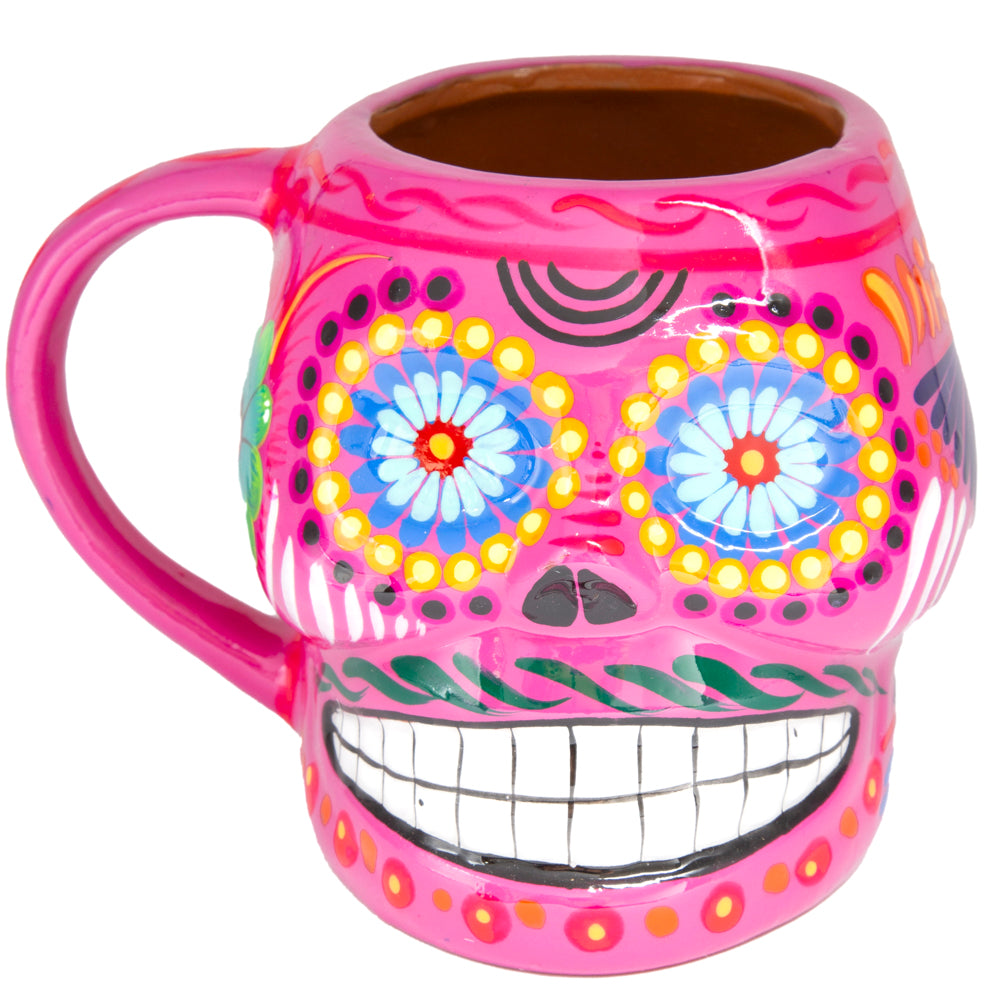 Sugar Skull Hand Painted Xalitla Clay Mug