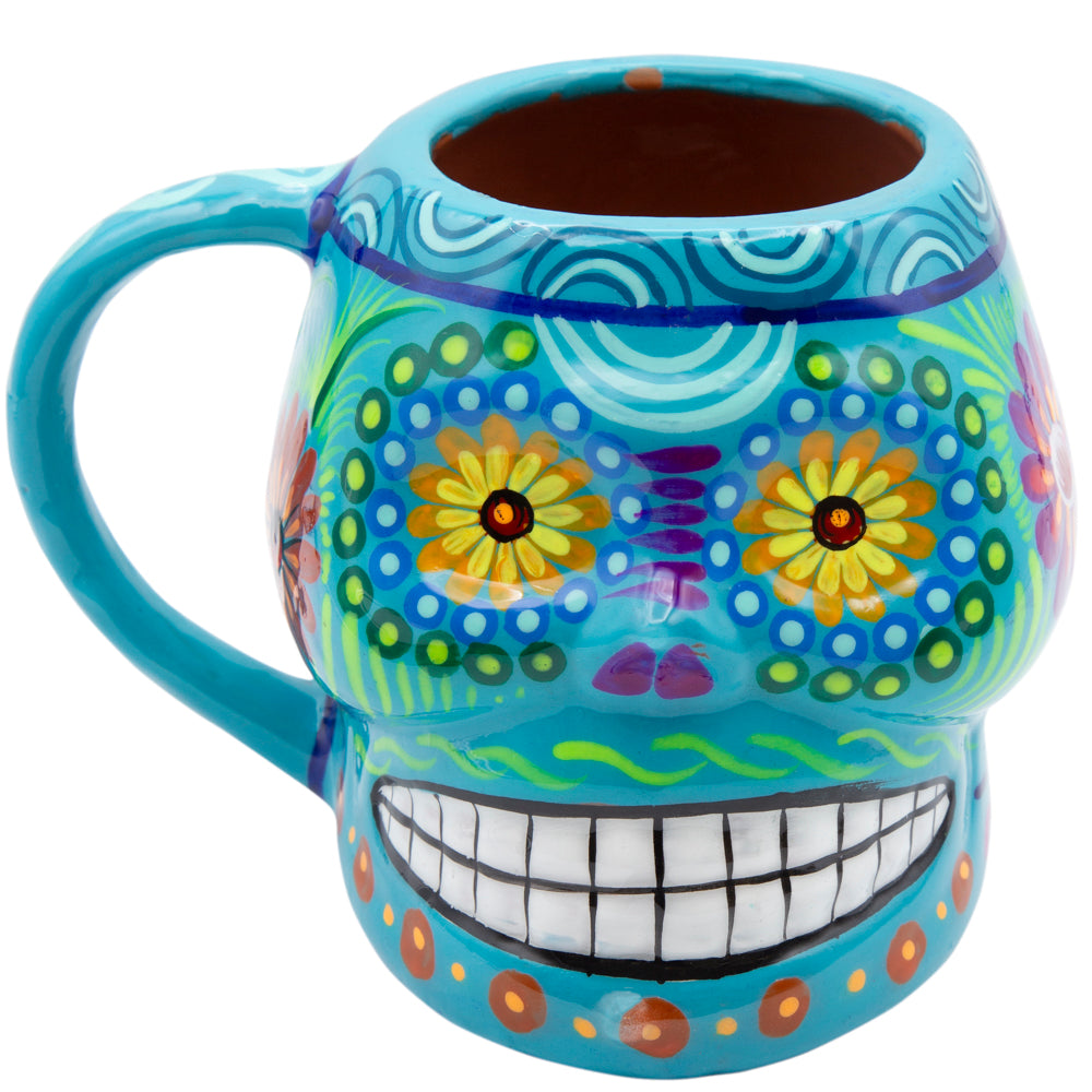 Sugar Skull Hand Painted Xalitla Clay Mug