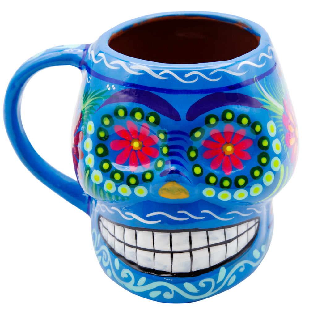 Sugar Skull Hand Painted Xalitla Clay Mug